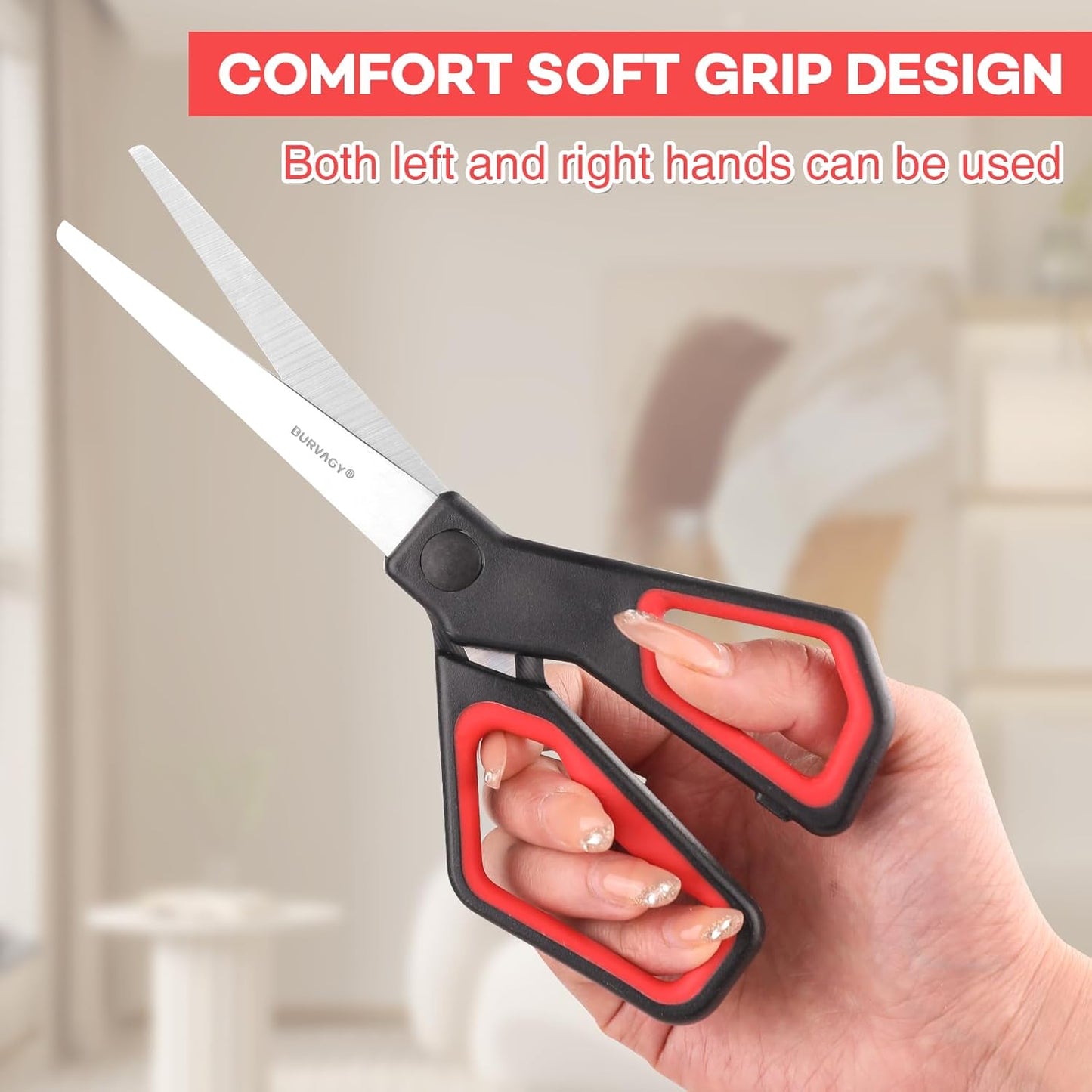 30Pack 8" Scissors All Purpose, Heavy Duty Scissors with Ultra Sharp Blades Comfort Grip Handles - For Office Home School Sewing Fabric Crafts, High/Middle School Student Teacher Scissor