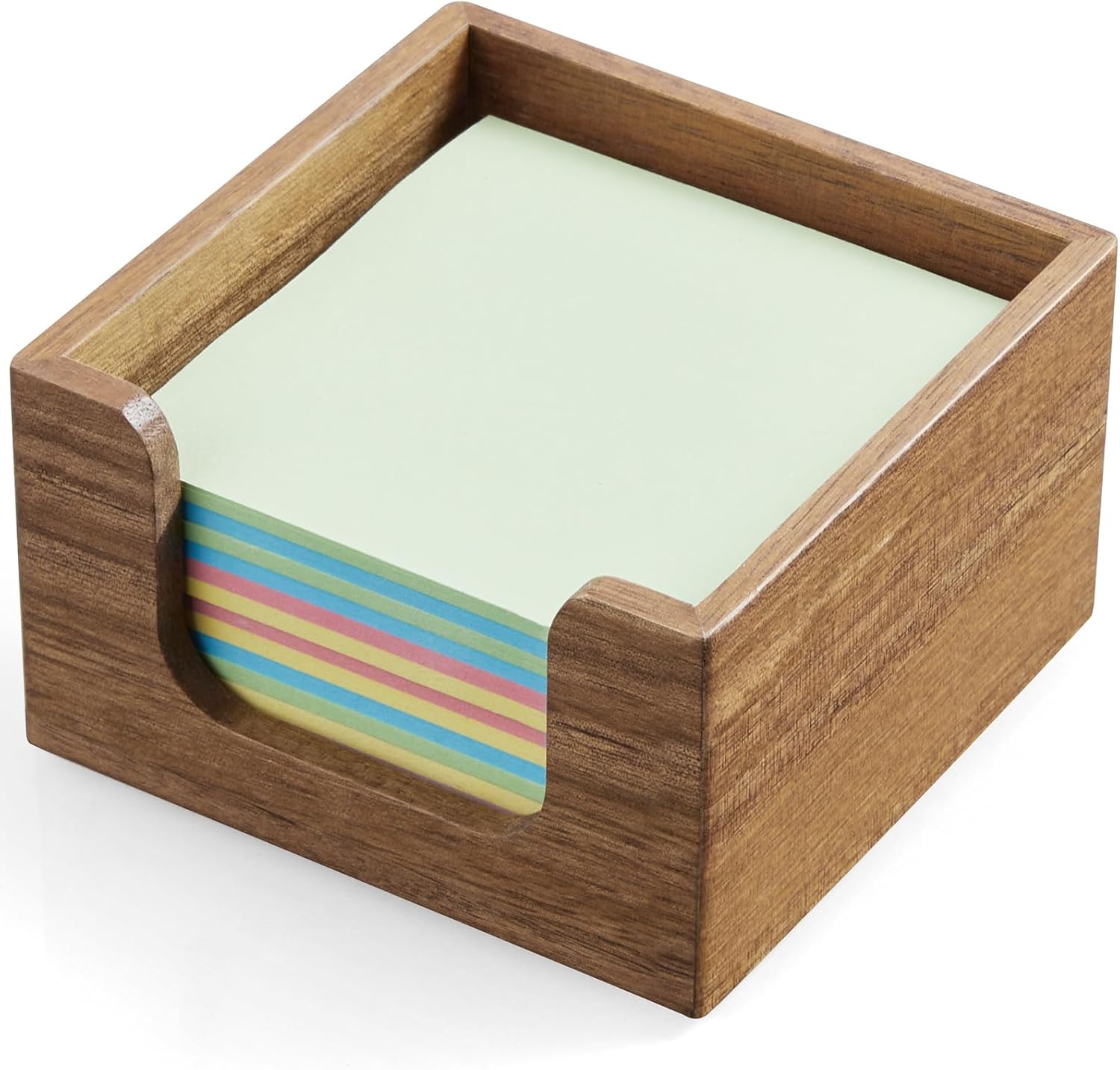 Acacia Wood Sticky Note Holder, Post It Note Dispenser for Office Desk Accessories, Self Stick Note Pad Holder, Memo Pad Holder Dispenser Organizer for School Office Desk Supplies