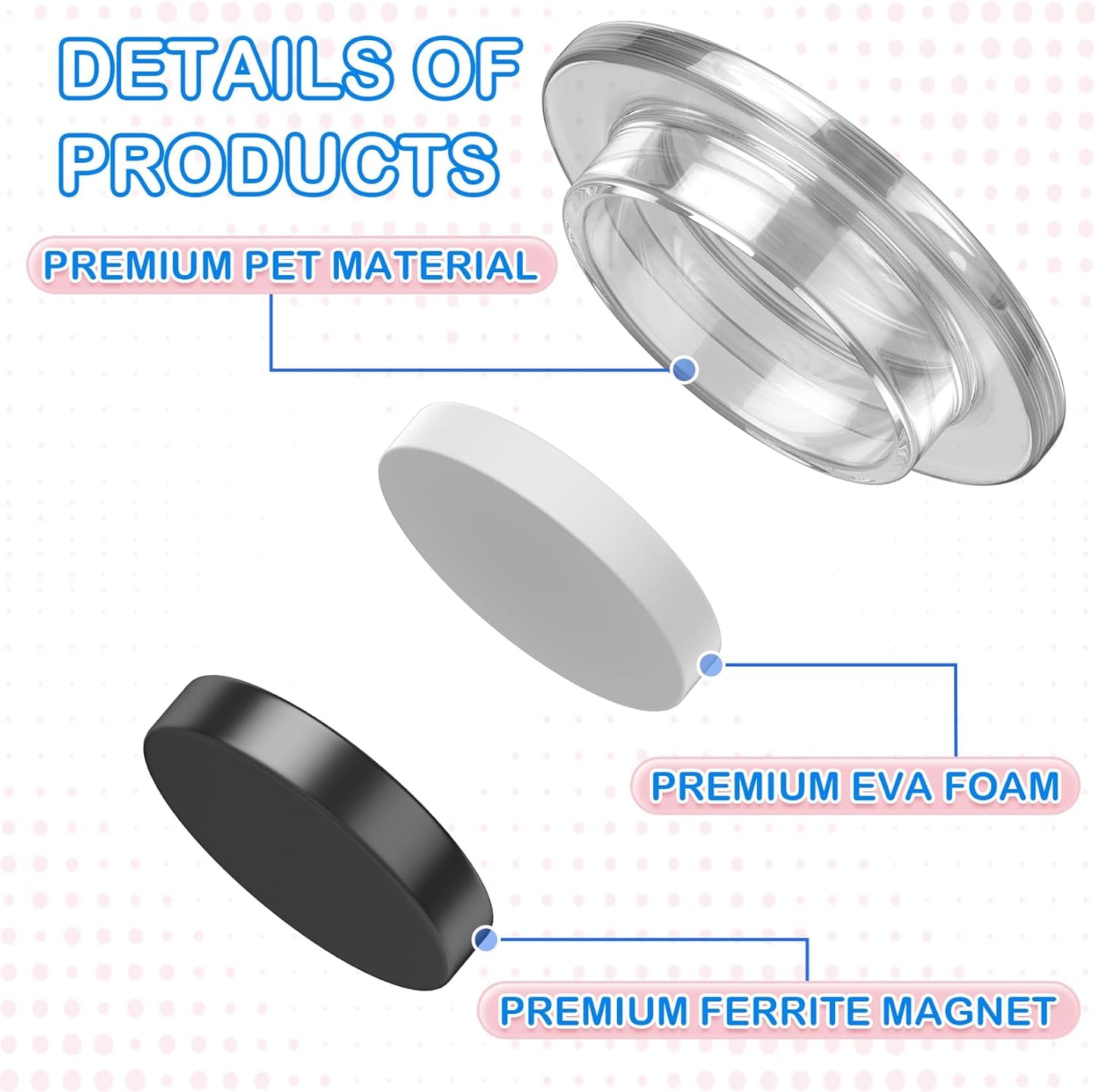 Grtard 45 Pcs Magnets for Whiteboard, Round Refrigerator Magnets Fridge Magnets Whiteboard Magnets, Dry Board Decorative Magnets Teacher Supplies for School, Home, Office (Clear, 3cm/1.18 inch)