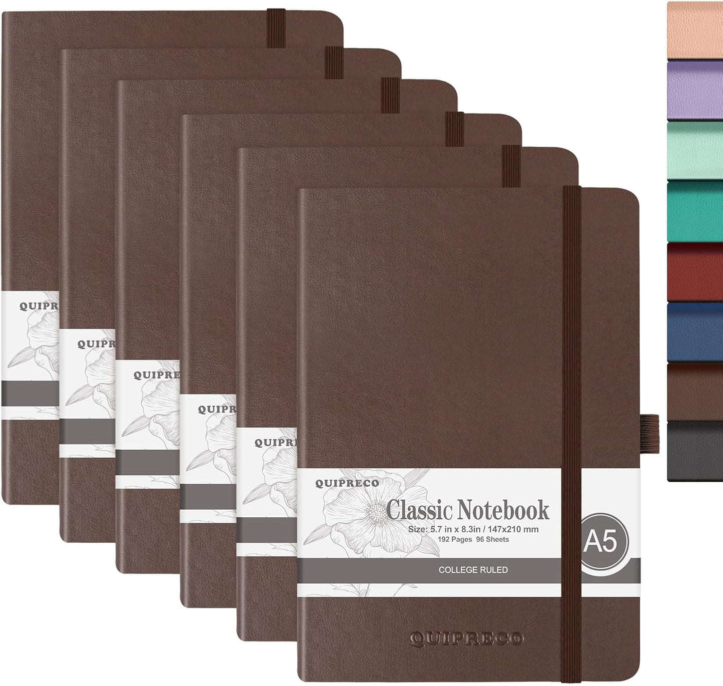 Hardcover Lined Bullet Dotted Journal Notebook, A5 140 192 Pages 100 120Gsm Paper College ruled for School,Work,Travel,and Daily Planning，5.7''*8.3'' (6, Brown, A5 Lined)