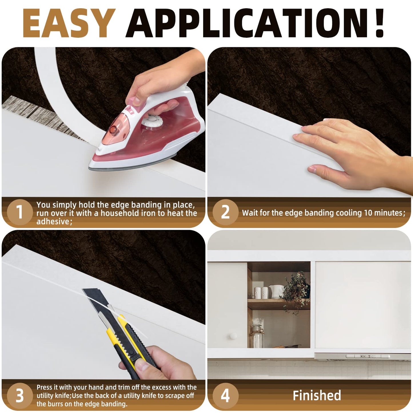 GSCIT Club White Melamine Edge Banding, 1/2 inch x 50ft Edge Banding with Hot Melt Adhesive Pre-glued Cabinet Edge Banding Flexible White Veneer Edging for Plywood
