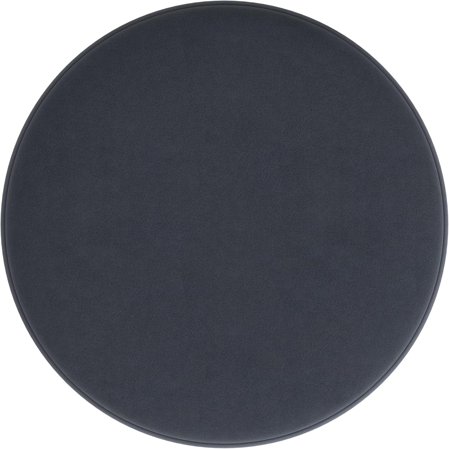 HomePop Upholstered Round Ottoman Home Décor|Foot Rest Ottoman - Steel Blue Velvet