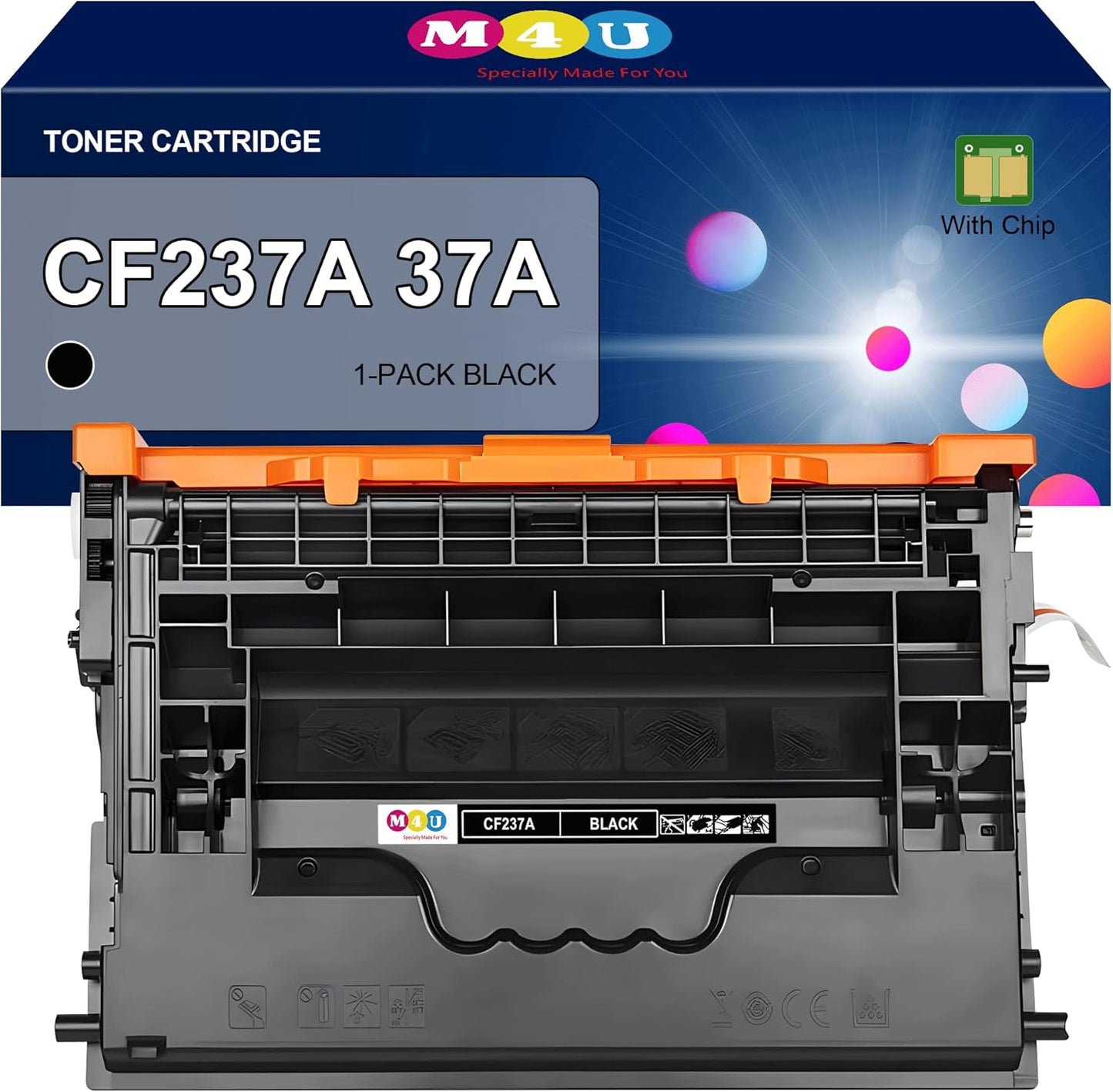 37A Toner Cartridges Black CF237A(with Chip) Compatible for 37A Toner Cartridges Work for Enterprise M607n M608dn M609 M608n M607dn M608x M609x MFP M632 M631 M631h M633fh Printer (Black, 1 Pack)