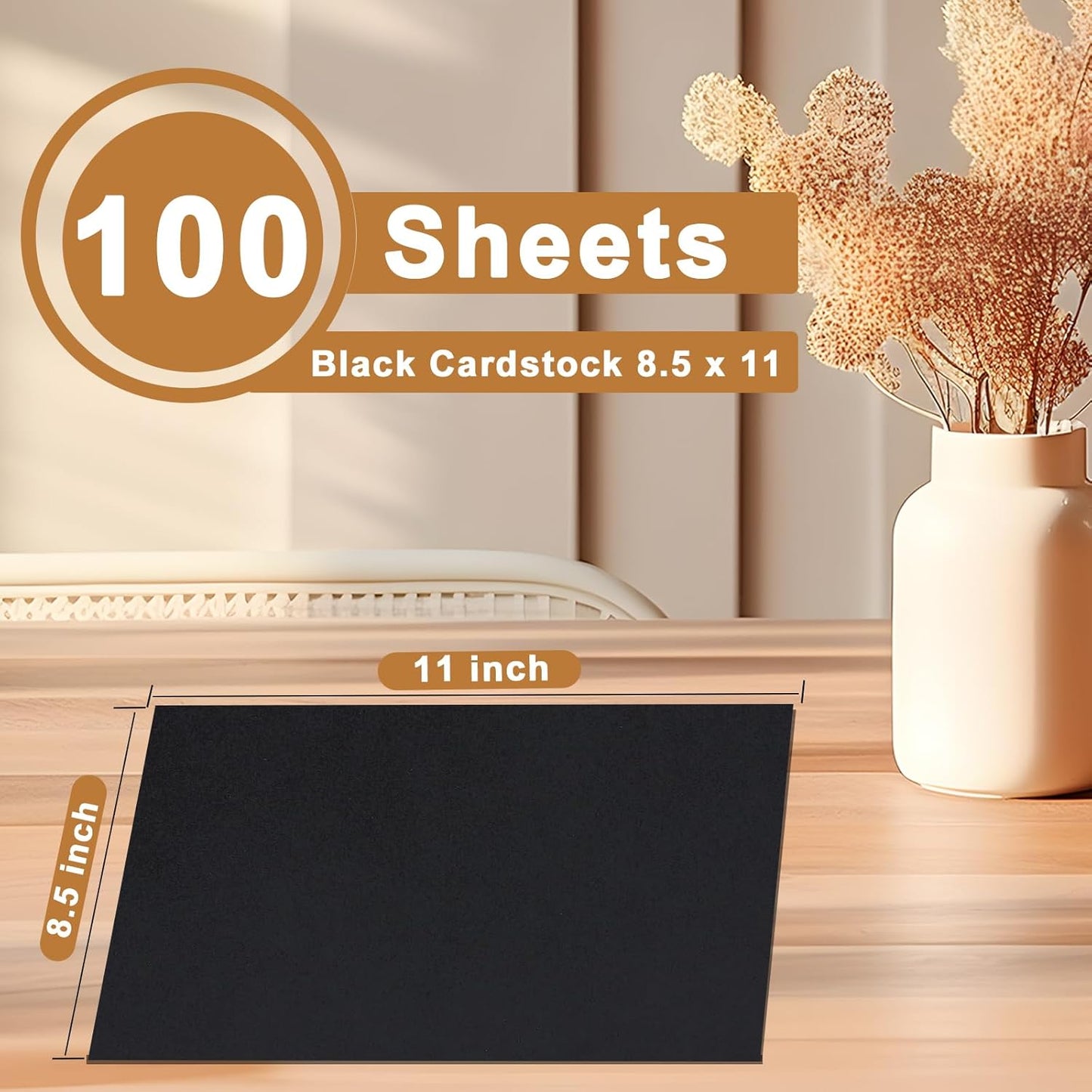 100 Sheets Black Cardstock 8.5 x 11 Printer Paper, 75lb Heavyweight Paper Card Stock for Halloween, DIY Cards Making, Birthday Decorations, Invitations, Thank You Cards