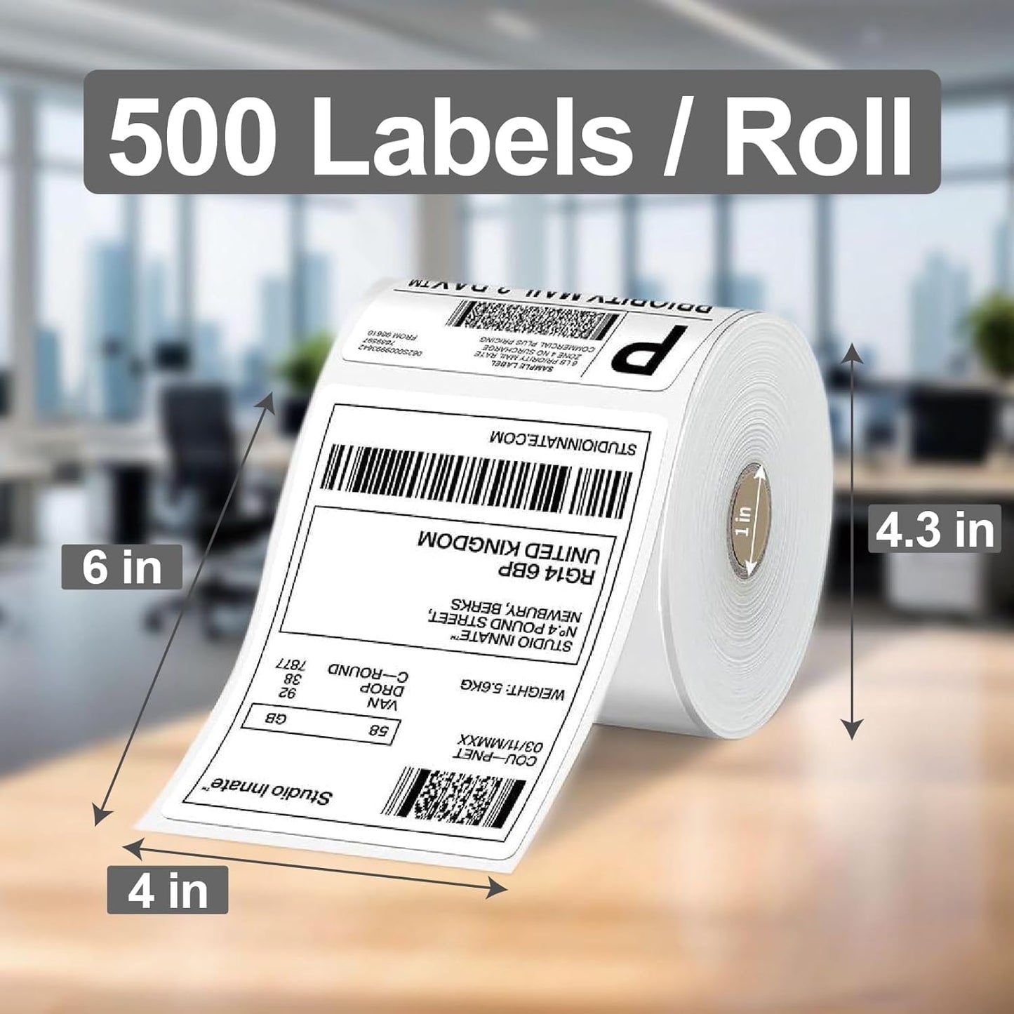 HUOJI 4x6 Thermal Shipping Labels 1000 Labels/2 Rolls (500 Pcs per Roll) Compatible with Rollo, Zebra, MUNBYN, Jadens, Nelko, Commercial Grade