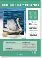 Double Sided Glossy Photo Paper 5x7, Thick Glossy Paper for Cardstock, 100 Sheets 61lb for Inkjet Printer