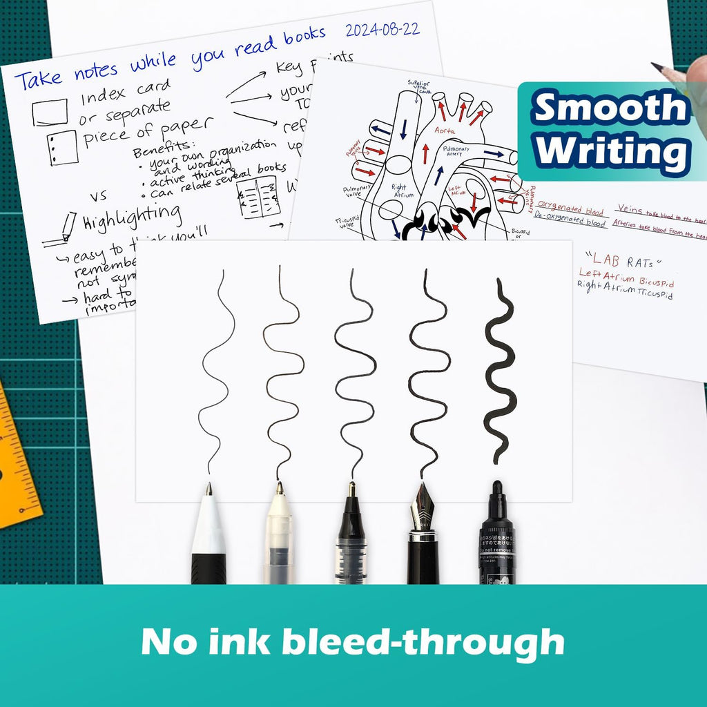 Blank Index Cards 3x5 Unlined Unruled Flash Note Cards 3" x 5", White, 100 Count, 200 GSM Heavy Weight