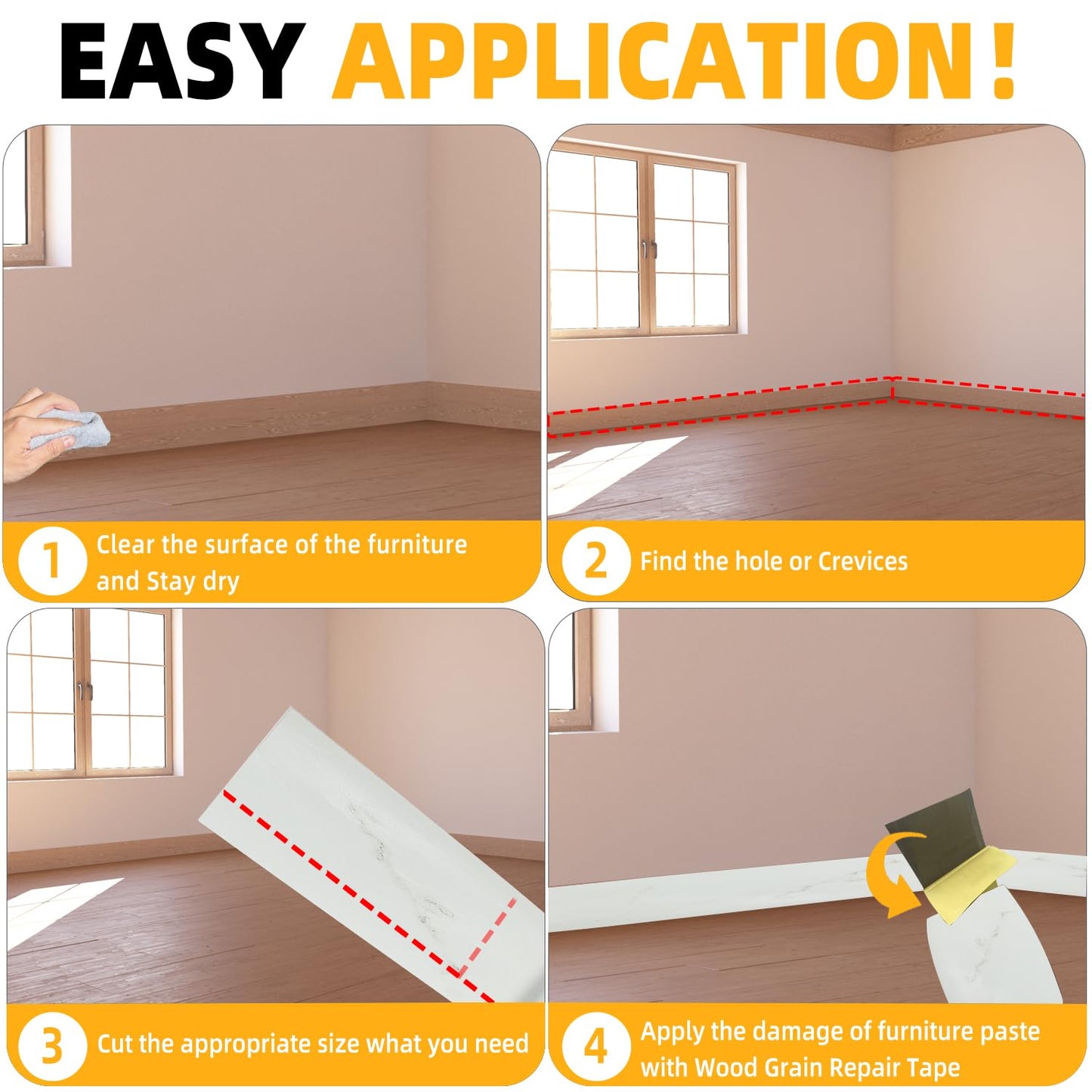 GSCIT Club Wood Grain Repair Tape, 24 inch X 25ft Self Adhesive Marble Grain Repair Patch for Tables, Chairs, Baseboards, Doors, Windows, Floors, Handicraft DIY.