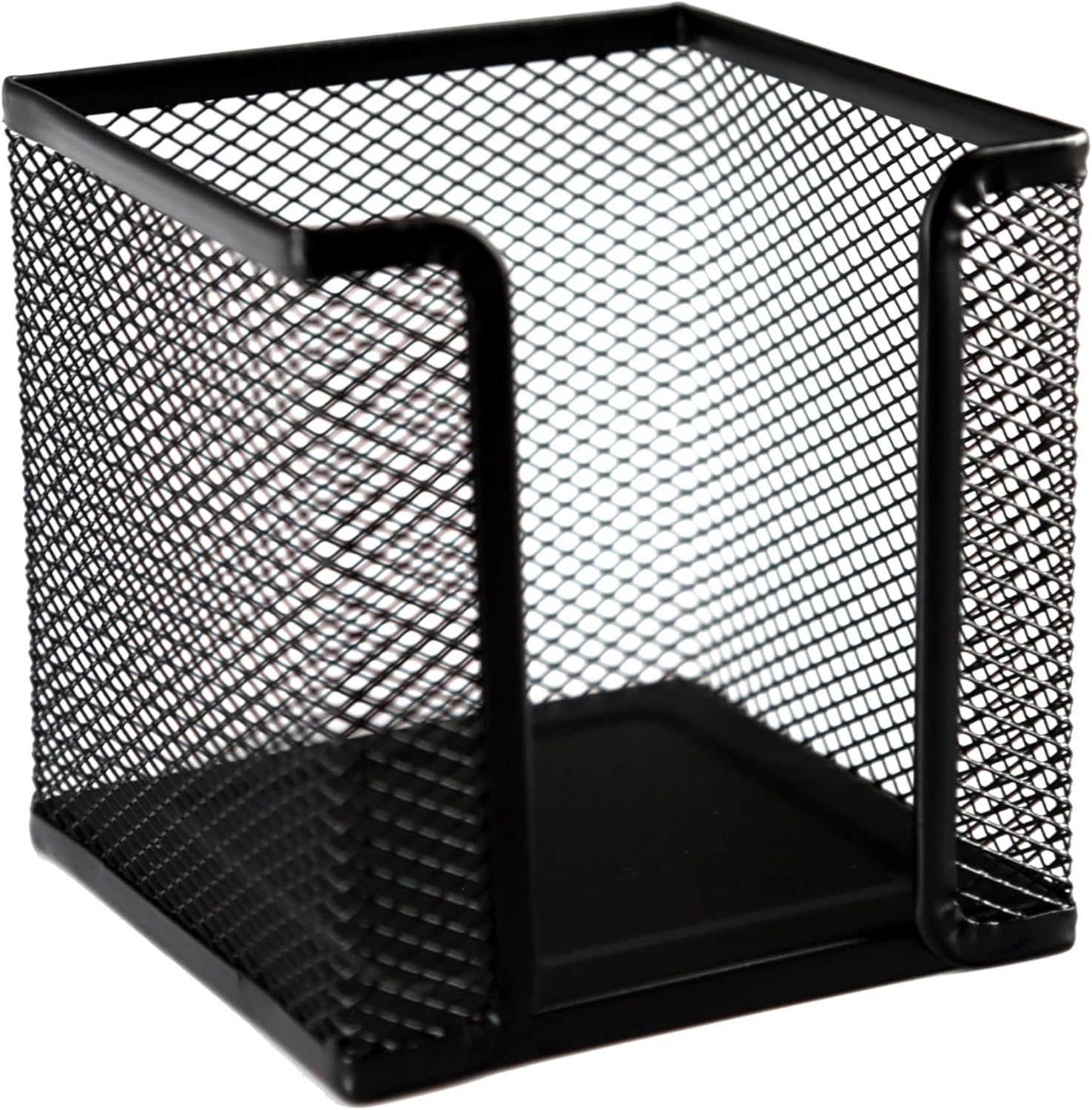 Huron Desktop Desk Sticky Note Pad Memo Note Cube Holder Dispenser for Office Home School, Black Metal Mesh (1/4/24/72) (24 pc)