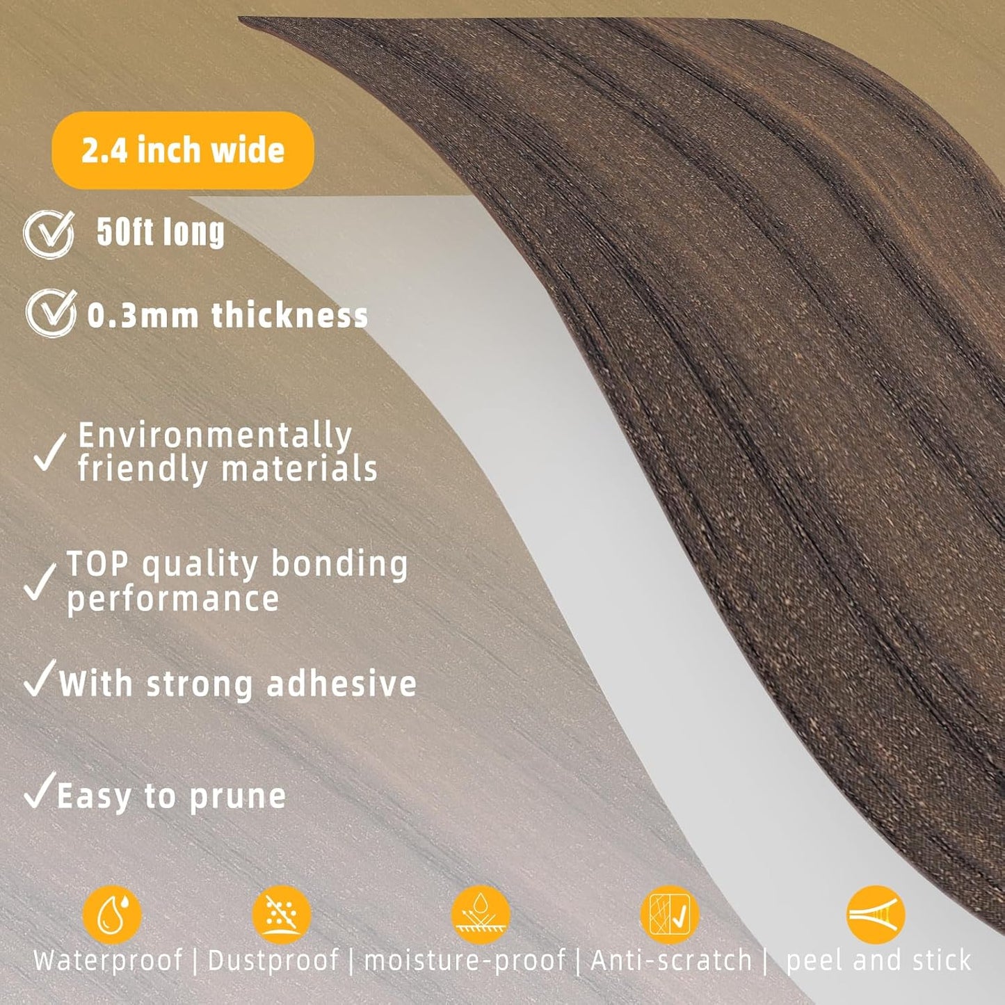 GSCIT Club Wood Grain Repair Tape, 2.4 inch X 50ft Self Adhesive Walnut Grain Repair Patch for Tables, Chairs, Baseboards, Doors, Windows, Floors, Handicraft DIY.