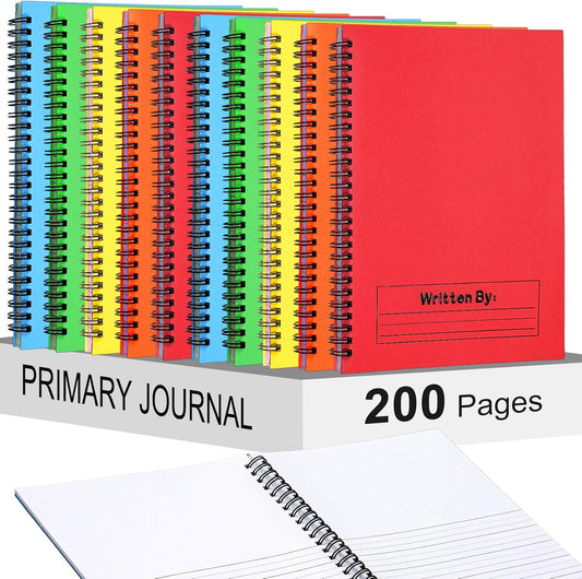 Henoyso 10 Pcs 100/50 Sheets Primary Composition Notebook K-2 Bulk Spiral Primary Journal Drawing Handwriting Practice for Kids Kindergarten 1st 2nd Back to School Supplies (Bright Color,100 Sheets)