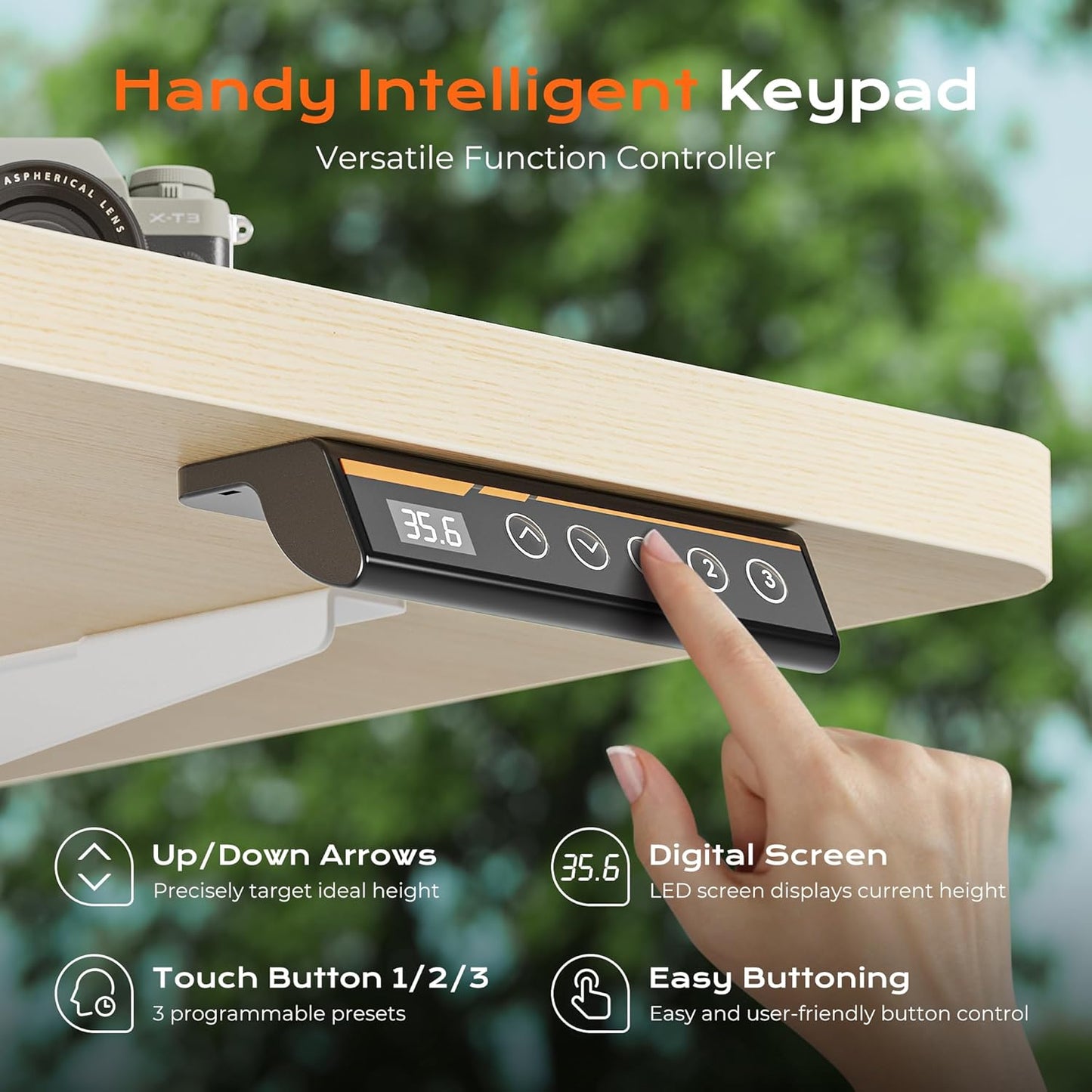 Huuger 55 x 28 Large Electric Standing Desk, Height Adjustable Desk, 27.6" Deep Desktop, Stand up Gaming Computer Office Desk with 2 Hooks, 3 Preset Heights, for Home Office, Natural