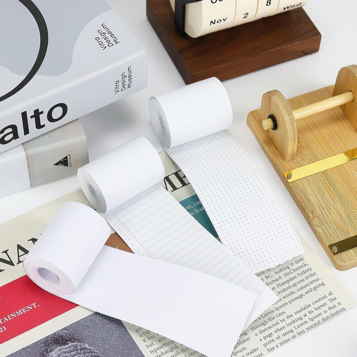 2 Boxes Receipt Paper Rolls, 2 inch 36FT Paper Roll Dispenser Desktop Grocery List Sticky Notes