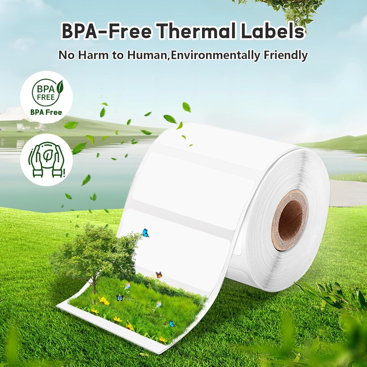 3 Rolls (1800Pcs) Thermal Labels, Phomemo 0.78'' x 0.39'' Stickers Compatible with Phomemo M220 M110 M108 M250 M260 M221 M120 M200 M150 Label Maker, Black on White