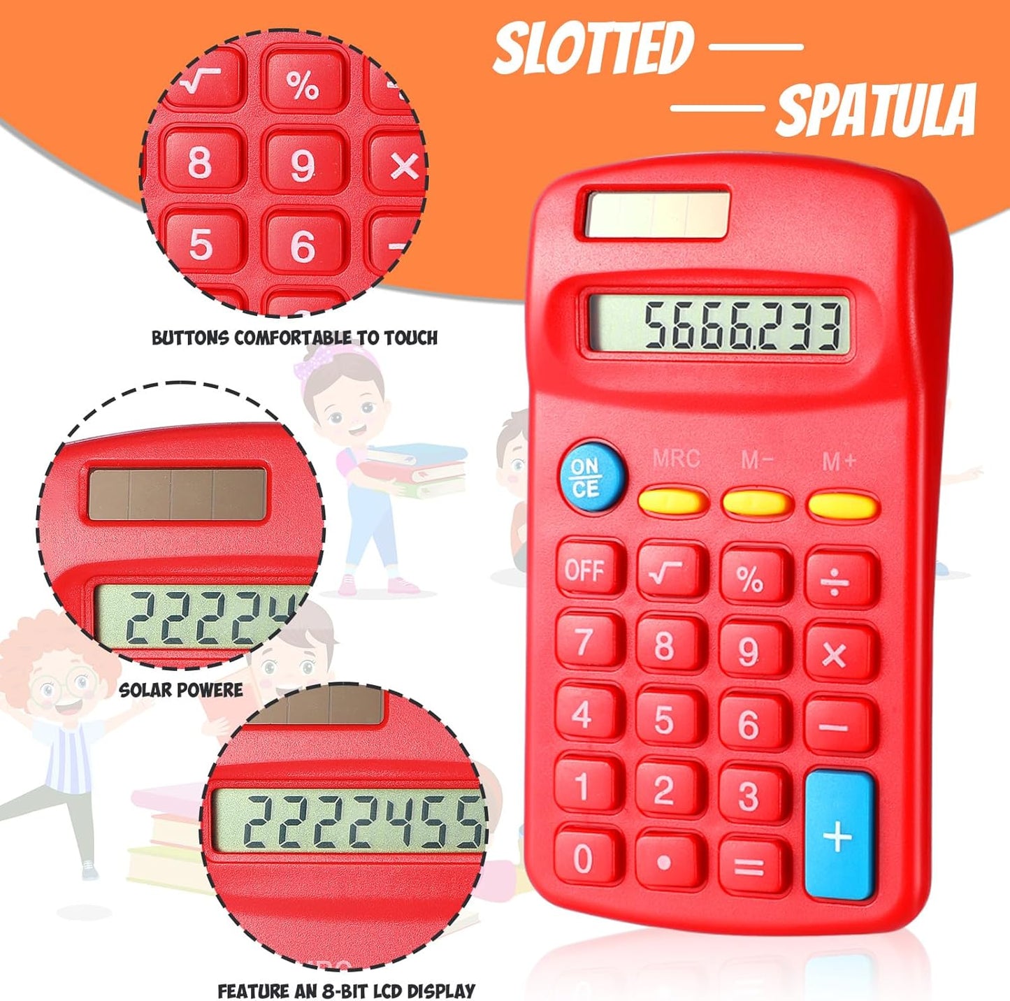 24 Pieces Basic Calculators for Students Small Pocket Size 8 Digit Display Mini Calculators Dual Powered Handheld for School Desktop Home(Red)