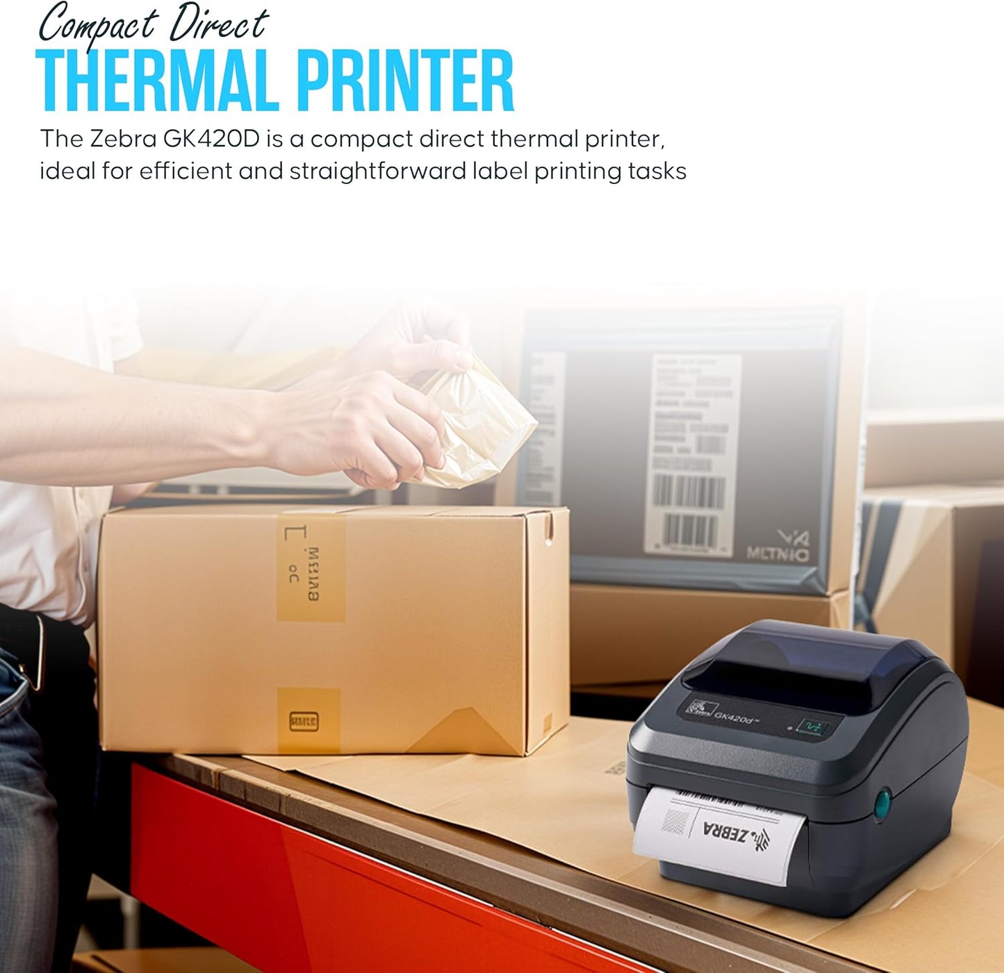 GK420D Zebra Direct Thermal Label & Barcode Printer - Parallel/USB Connectivity- 1 Year Warranty - Comes with 24V, 4x6 Label Roll, USB 2.0 Cable & Microfiber Cleaning Cloth