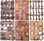 Vintage Kraft Paper Sticker Set, 96PCS Retro Scrapbook Supplies for Journaling and Crafts, Includes Keys, Padlocks, Signs, Labels, Frames, Number Plates