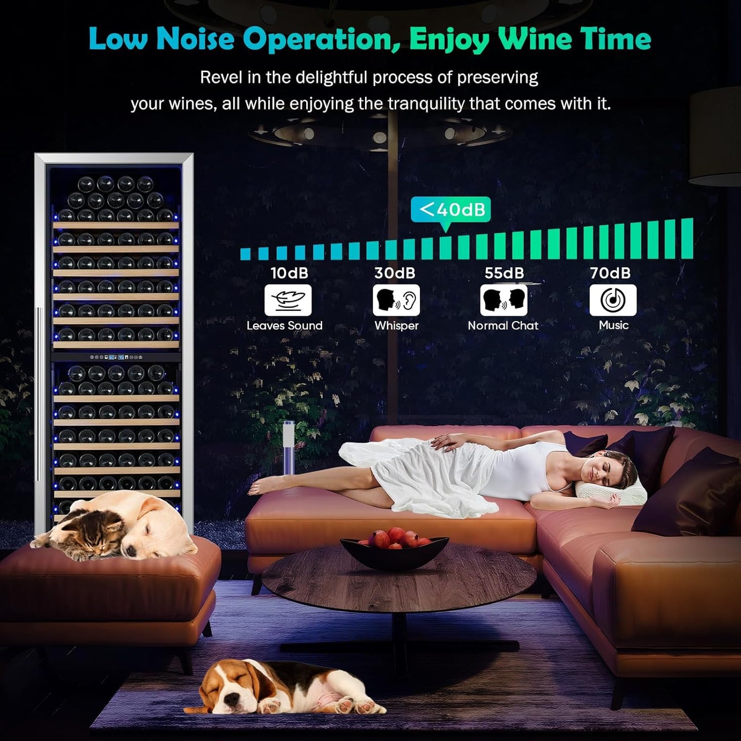 200 Bottle Dual Zone Wine Fridge - 24 Inch Large Wine Cooler Refrigerator, Freestanding and Built-in Design, Upgraded Compressor Cooling, Intelligent Temperature Memory