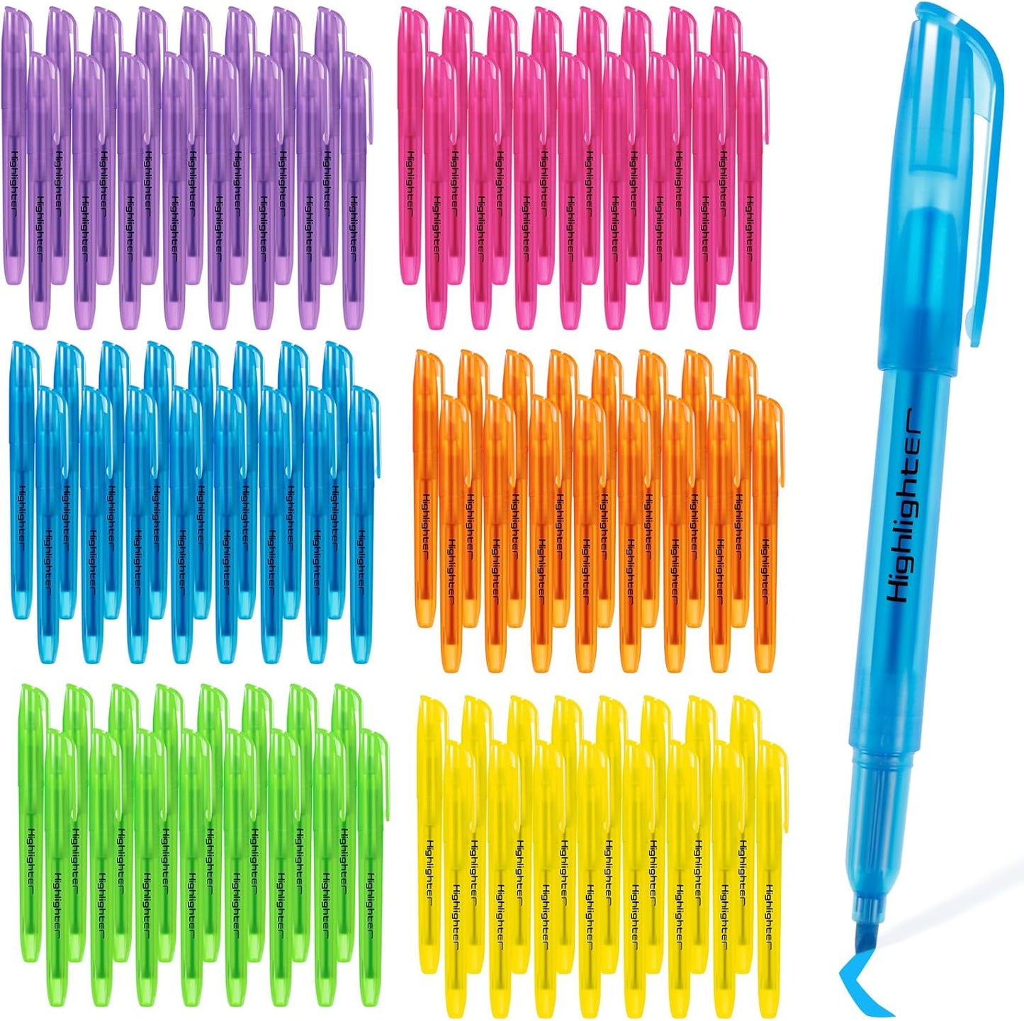 GORWARE 96 Pcs Highlighters, 6 Assorted Colors, Chisel Tip, Non-Toxic Markers for Highlighting at Home, School, or Office – Perfect for Adults & Kids (96)