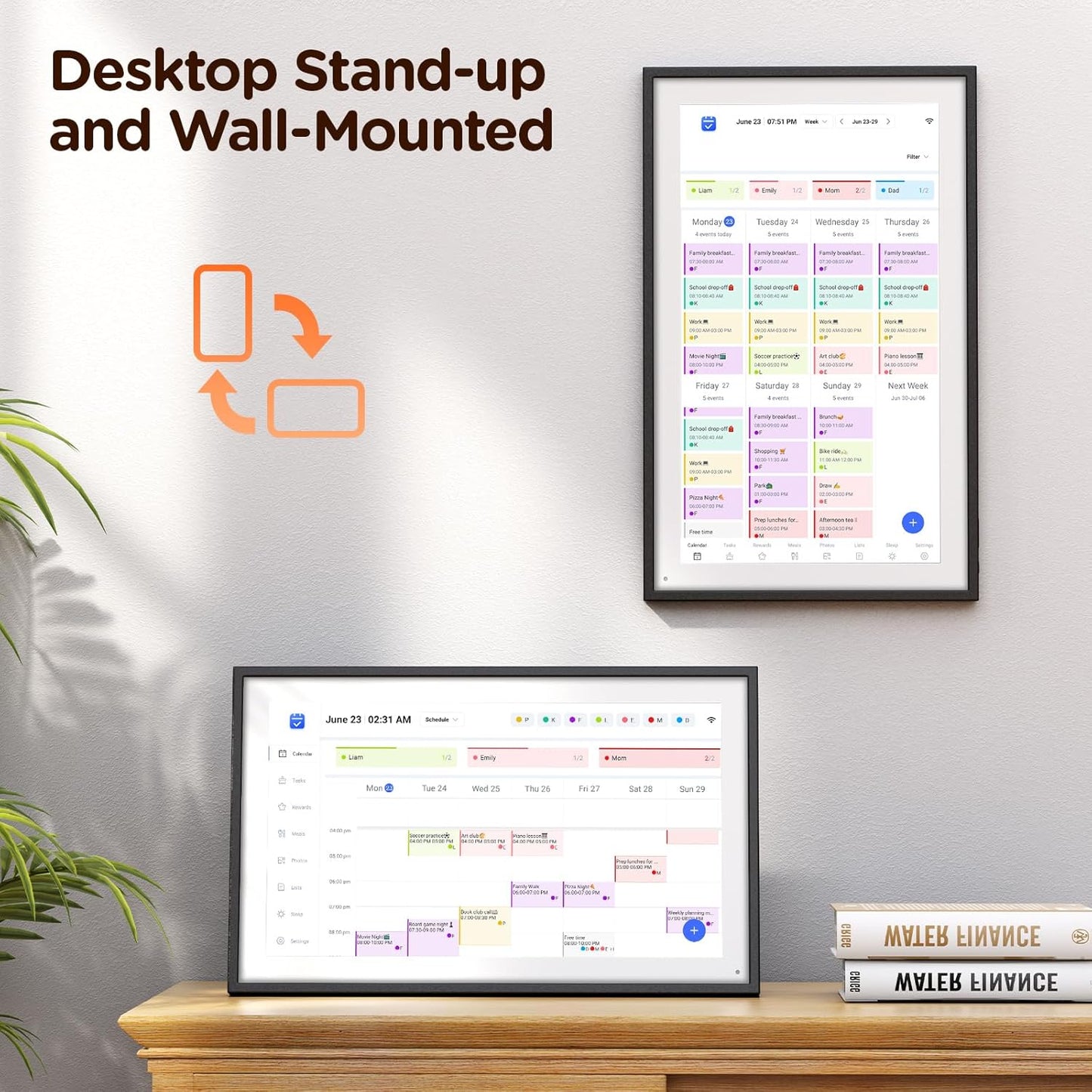 15.6 Inch Digital Calendar, Wall Electronic Desk Calendar, Full HD 1920 * 1080P IPS Touchscreen Interactive Display for Family Meal Planner Support - Streamline Household Organization