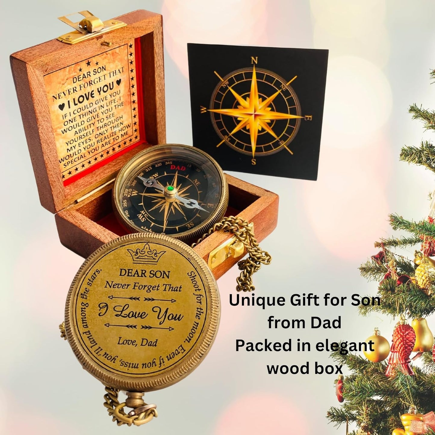 Gift for Son from Mom Dad | Engraved Compass 2" - Father to Son Gifts, Mom to Son Gifts for Graduation 2025, Birthday Baptism Confirmation Communion