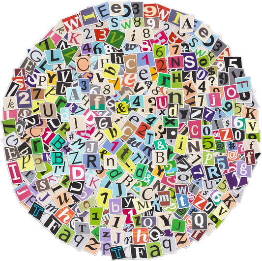 400Pcs Alphabet Letter Stickers, Waterproof for Scrapbook, Notebook, Classroom Decor, Door, Mailbox, Water Bottle, Laptop - A-Z, Numbers 0-9, and Symbols