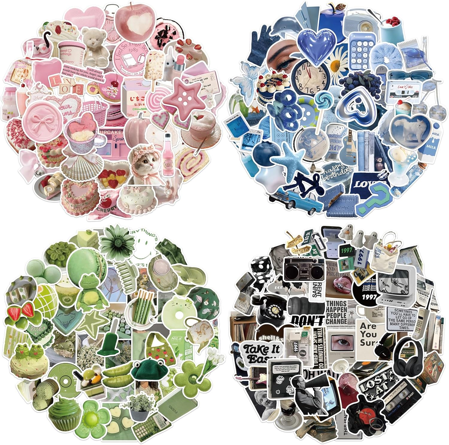 400 PCS Cute Stickers,Aesthetic Motivational and Inspirational Stickers for Adults, Teens, Laptops, Water Bottles, Journals, INS Style Summer Sticker for Journaling, Planners and Scrapbooks