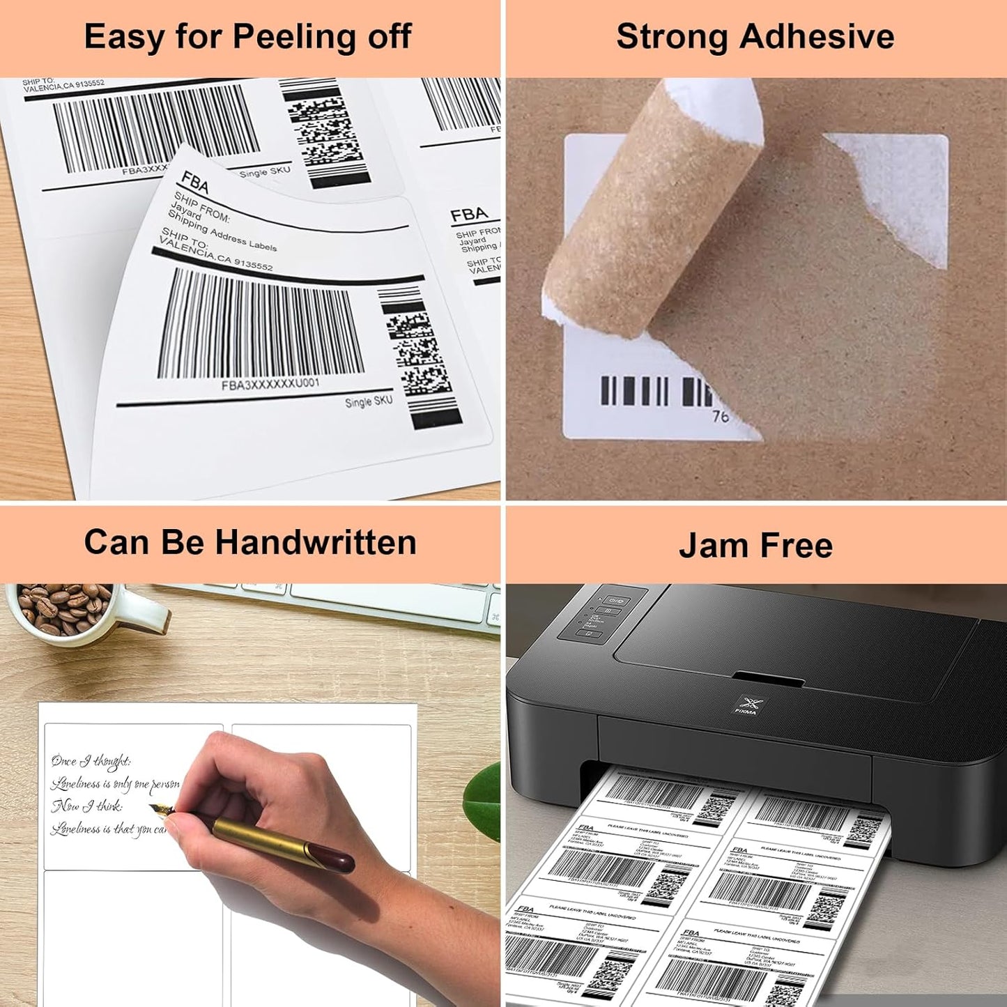 1000 Half Sheet Self Adhesive Shipping Labels, 8.5" x 5.5" Address Labels Laser/Ink Jet White Blank Shipping Stickers(500 Sheets)