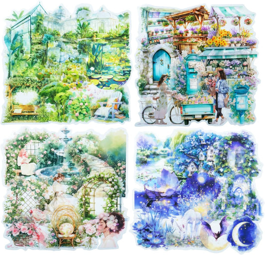 Green Garden PET Sticker Set, 100PCS Nature Aesthetic Stickers for Journaling, Scrapbooking, DIY Crafts and Art Supplies