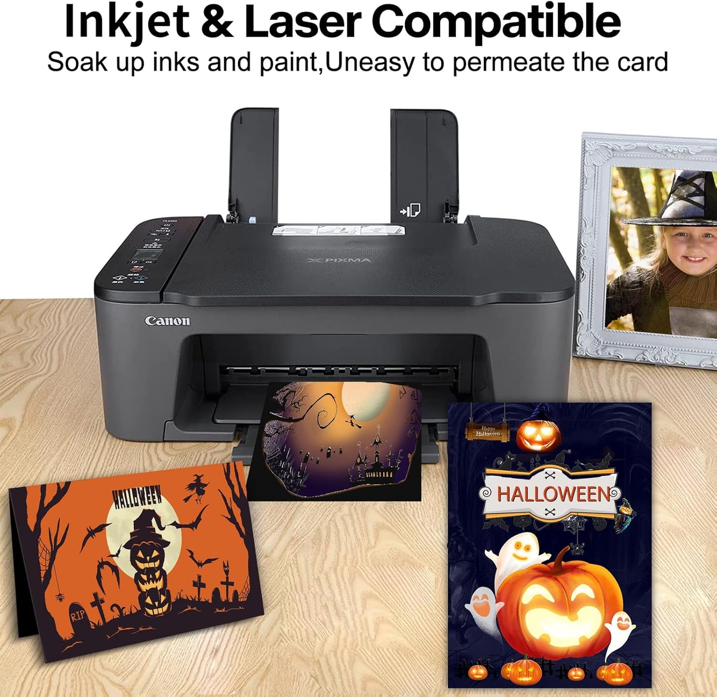 24 Sheets Black Cardstock 8.5 x 11 Black Paper, Goefun 80lb Card Stock Printer Paper for Halloween, Invitations, Scrapbooking, Crafts, DIY Cards