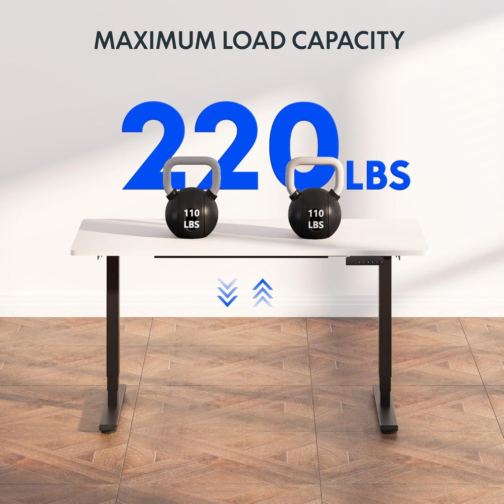 FLEXISPOT E6 Essential 3 Stages Dual Motor Electric Standing Desk 48x24 Inch Whole-Piece Board Height Adjustable Desk Electric Sit Stand Desk(Black Frame + White Desktop, 2 Packages)