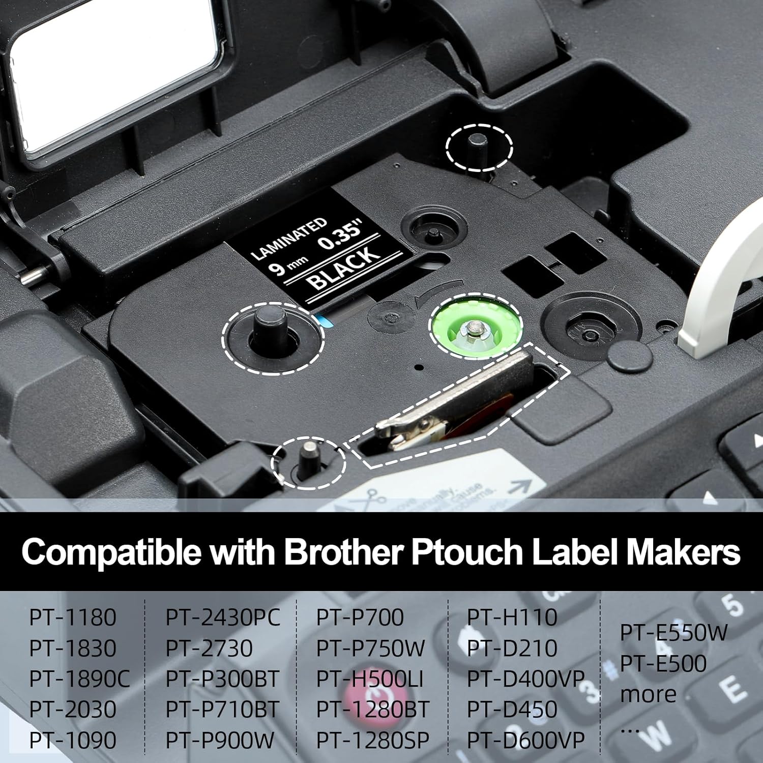 Labelife 9mm Label Tape White on Black Replace for Brother TZe TZ Tape 9mm 0.35" Laminated TZe-325 TZe325 Label Maker Tape 3/8'' for P Touch PT-D210 PT-D220 PT-D200 PT-H110 PT-D400 PT-D610BT