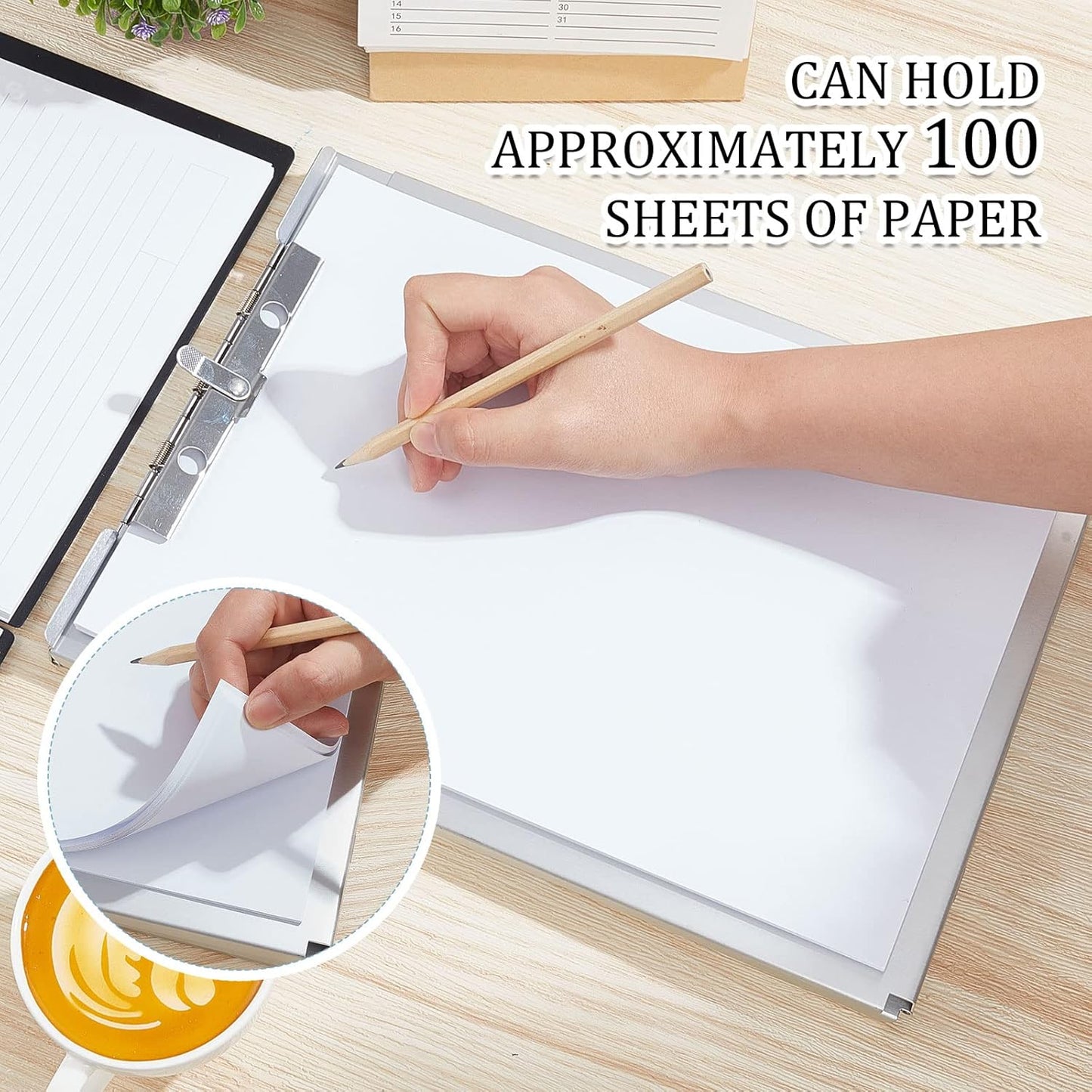 Henoyso Metal Storage Clipboard Bulk Heavy Duty Aluminum Clip Board for Teacher Contractor Medical Construction Office School Classroom, 12.6x9.2x1 Inch, Fit Letter Size 8.5x11 Inch Paper(4 Pcs)