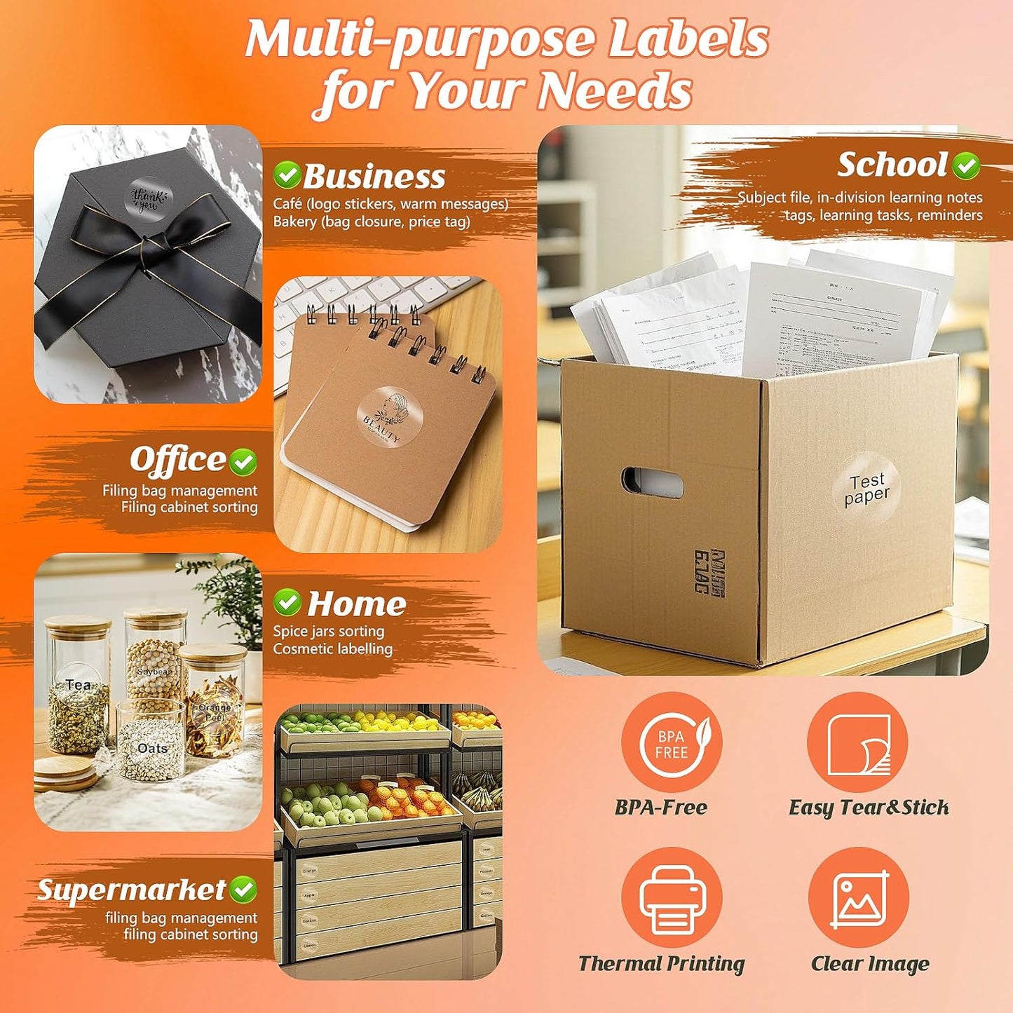 HuiJuKeJi 3 Rolls Transparent Round Thermal Labels, 2 Inch Circle Adhesive Direct Sticker Paper for Phomemo M220/M221/M100/M110/241BT, Multipurpose Clear Custom Sticker Label-140pcs/Roll