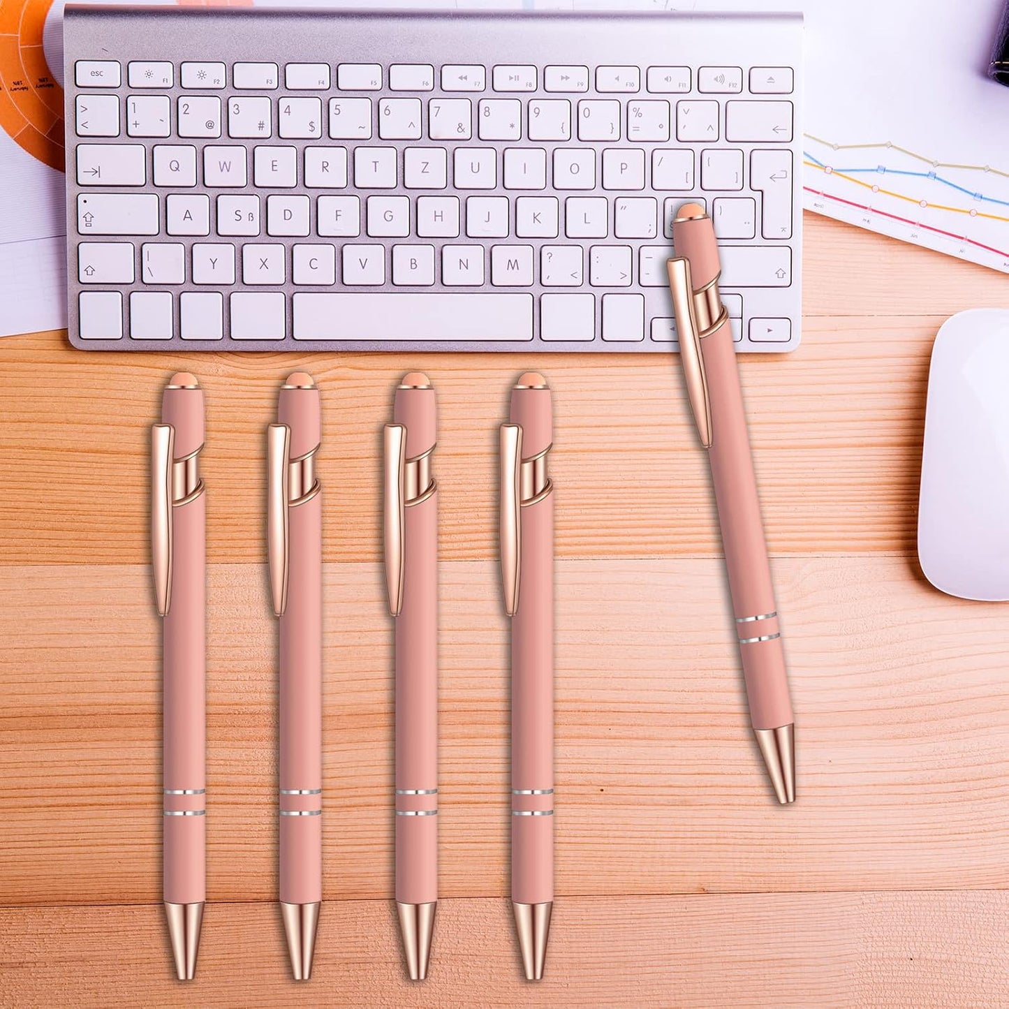 36 Pcs Blue Ink Ballpoint Pen with Stylus 2 in 1 Ballpoint Pen for Touch Screens School Office Coworkers (Rose Gold)