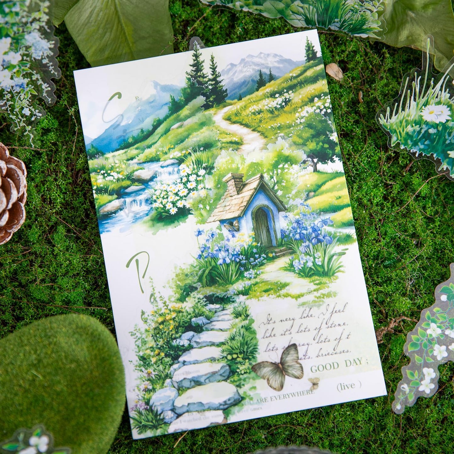 Greenery PET Sticker Set, 80PCS Nature Landscape Stickers for Scrapbooking Journaling DIY Crafts Garden Floral Decorative Supplies