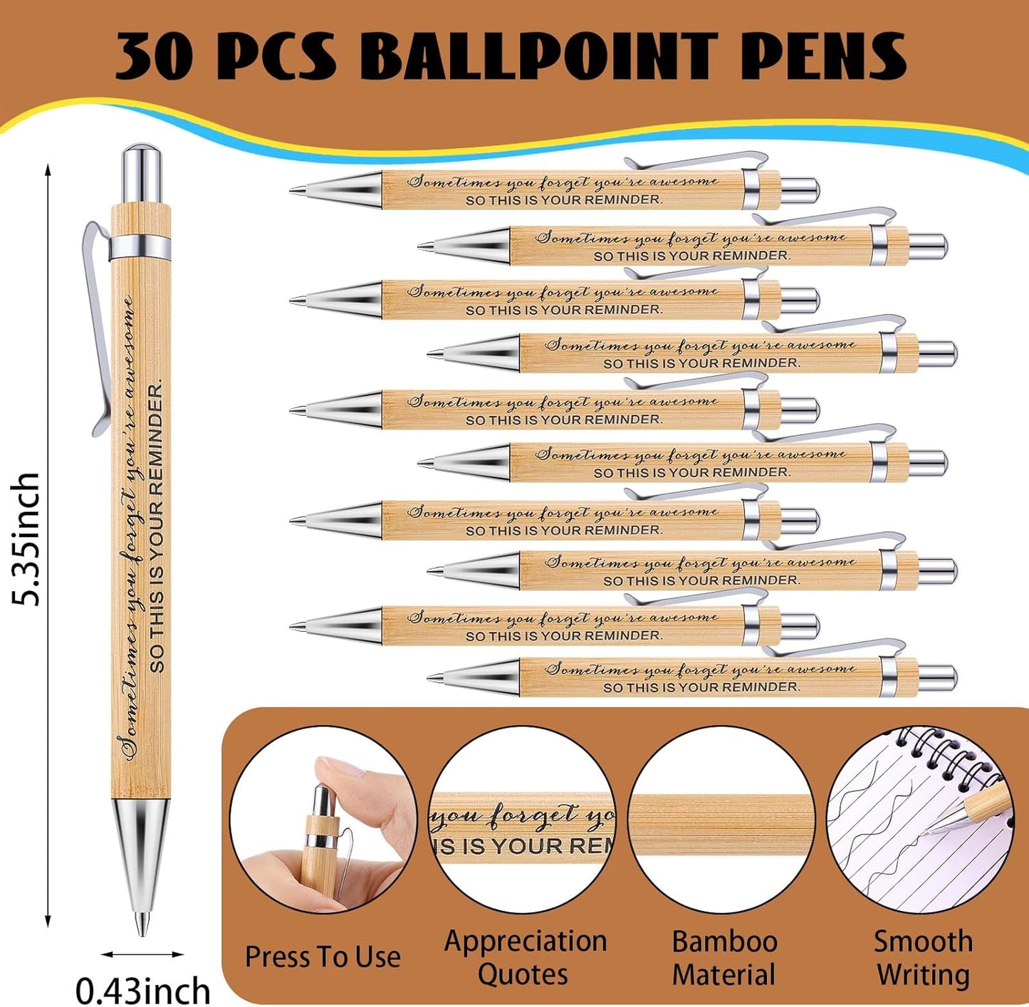 30 Sets Employee Appreciation Gifts Bulk Inspirational Spiral Notebooks with Sticky Notes Motivational Journals Ballpoint Pens Thank You Gifts for Teacher Nurse Coworker (30, Sometimes)