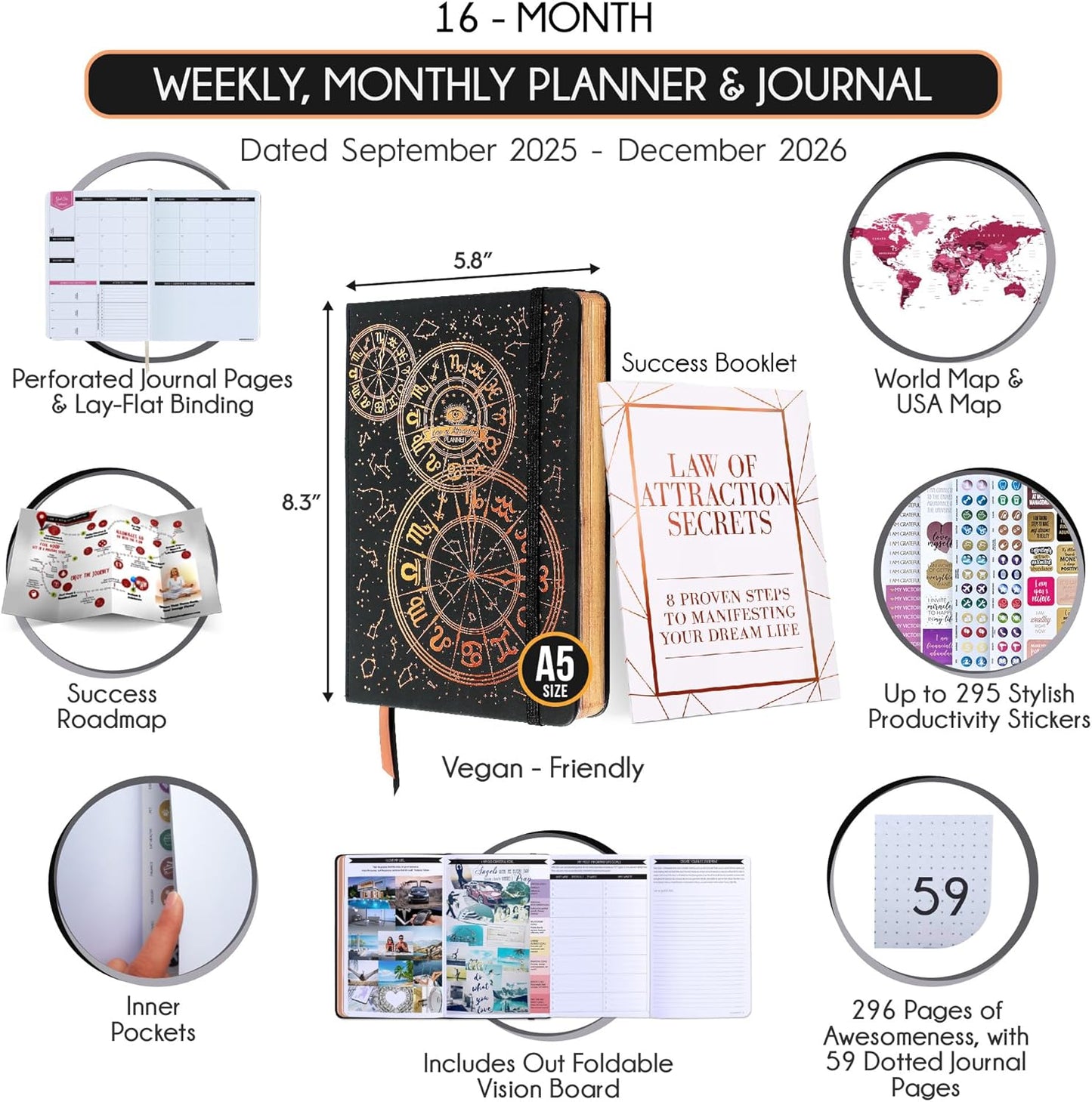 2025-2026 Planner Weekly and Monthly | 16-Month Life Planner to Increase Focus & Productivity | Reduce Overwhelm & Achieve Your Biggest Goals | Include Gift Box & Stickers | Sep 2025-Dec 2026