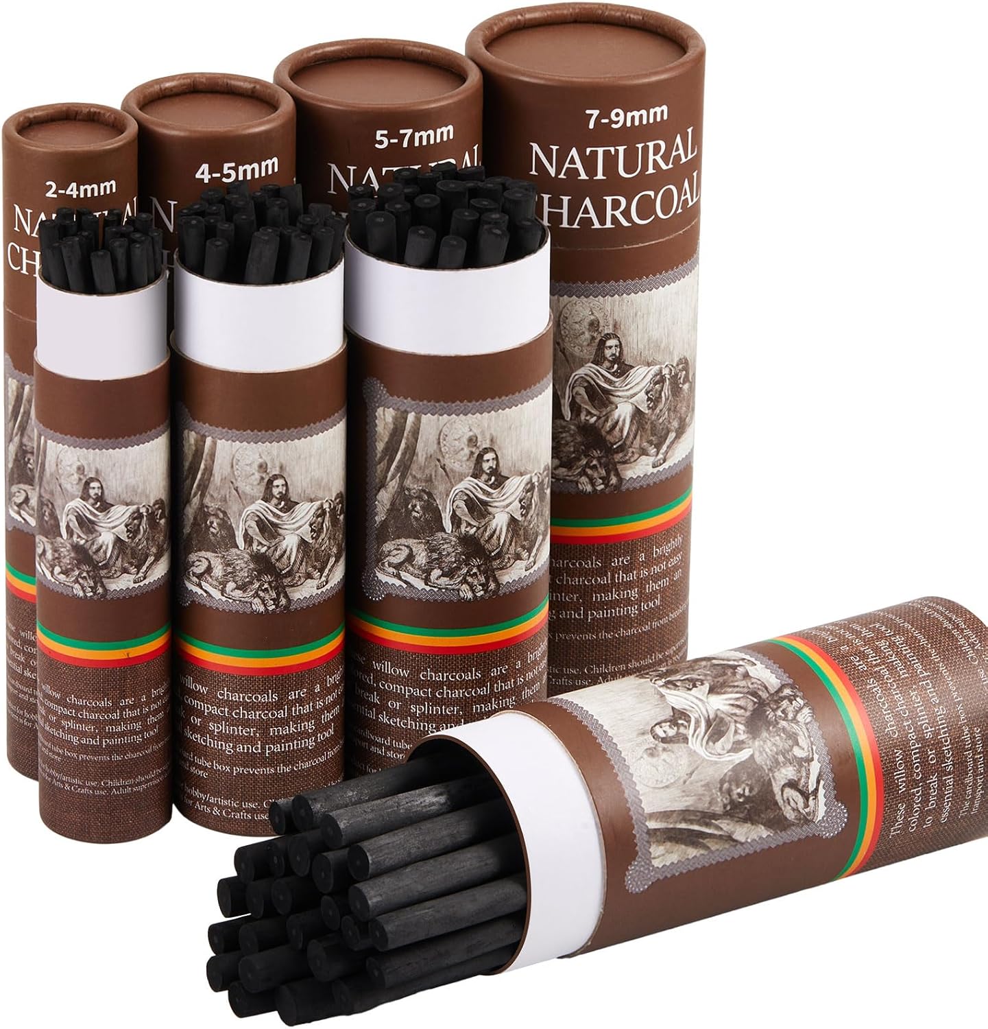 Gueevin 200 Pcs Willow Charcoal Sticks, Willow Charcoal, Artists, Beginners, Students, Perfect for Sketching, Drawing, Shading, and Fine Art (2-4mm,4-5mm,5-7mm,7-9mm)