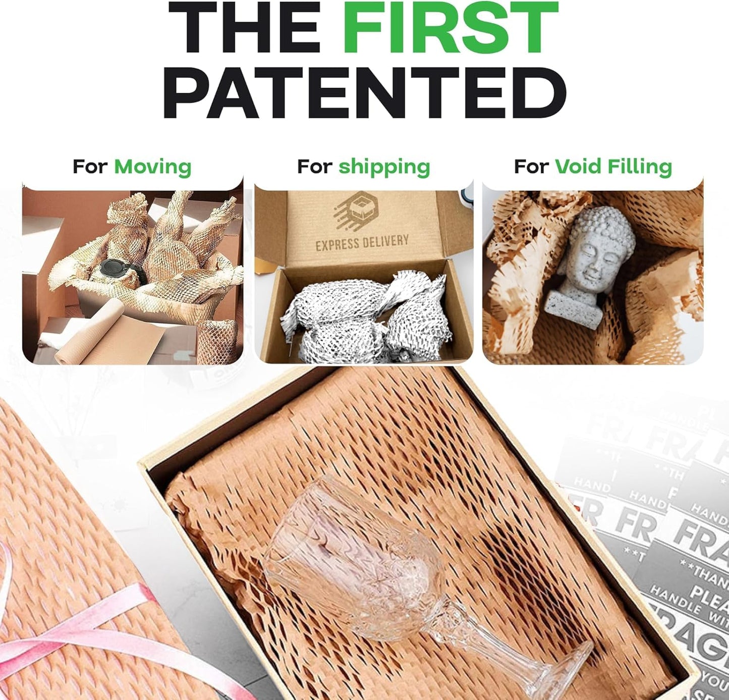 IDL Packaging 15.25" x 1400' Refill Roll (Pack of 2) for MP-1400USW HexcelWrap Honeycomb Packing Paper Station, White - Protective Kraft Paper with Interlocking Slit Design for Shipping