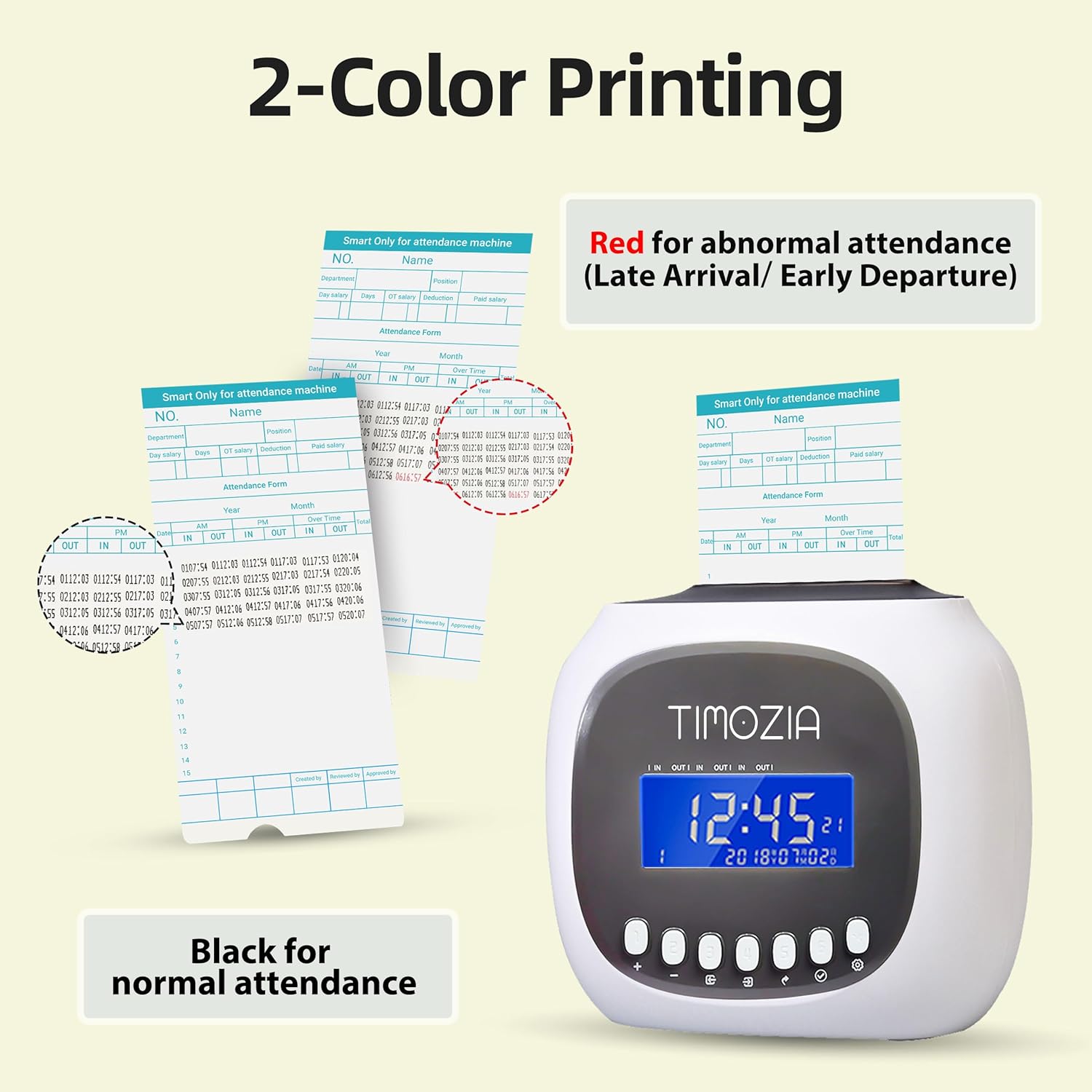 Time Clocks for Employees Small Business, Auto-Align Time Clock, 6 Punches per Day Time Machine, Clock in Machine for Employees with Time Cards, 2 Ink Ribbons and 4 Racks (White-App)