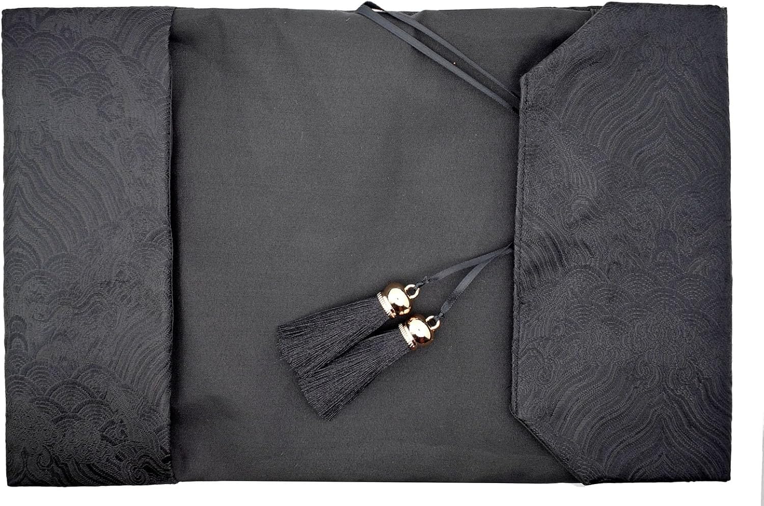 BLBMH A5 Book Covers with Tassels Adjustable Fabric Book Sleeve Cover Protector Fit for 5.5x8.4 inch Hardcover Softcover Novels Notebook - Chinese Black