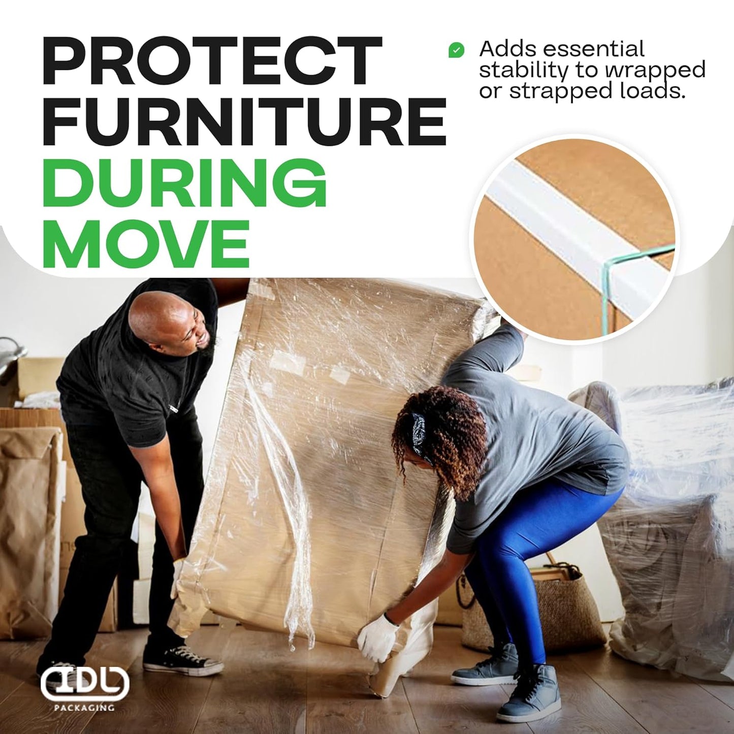 IDL Packaging Cardboard Edge Protectors 2" x 2" x 18", Full Pallet of 5600 pc, White - V-Board Reinforced Corner Protectors - Regular-Duty Cardboard Corners for Shipping