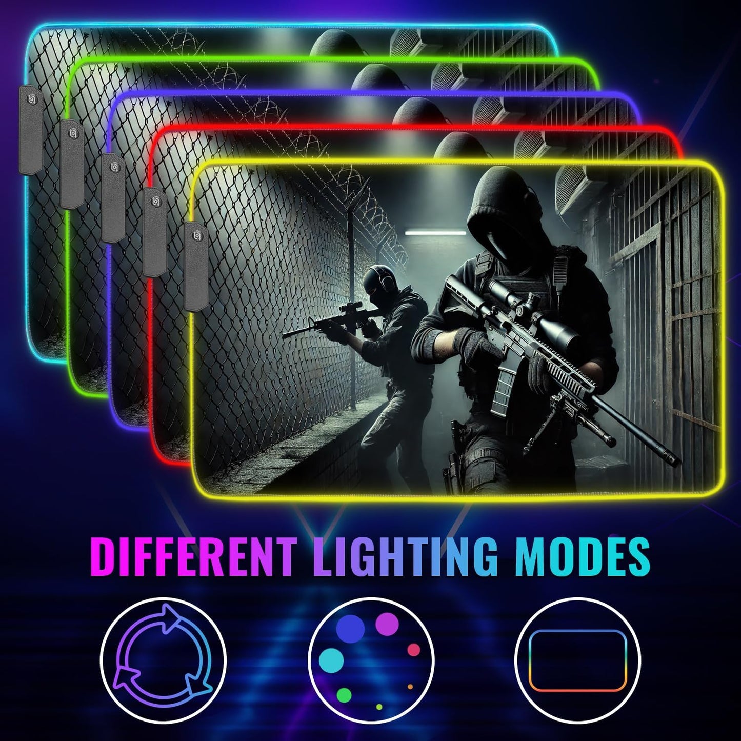 Gaming Mouse Pad - Desk Mat Gaming Mouse Pad , Medium Extra Large Extended Big Long Huge XL XXL and XXXL RGB LED Light Mousepad For a Computer , PC Mats Mousepads Shadow Operatives