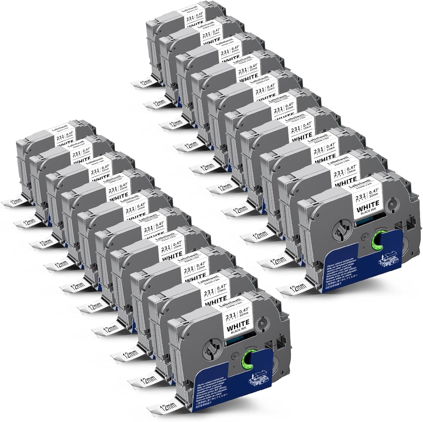 20-Pack Compatible with P Touch PT-D220 Label Maker Tape for TZe 12mm 0.47 Inch Label Tape Laminated White 1/2 Work with P Touch PT-H110 D210 D220 D400 D600, Black on White