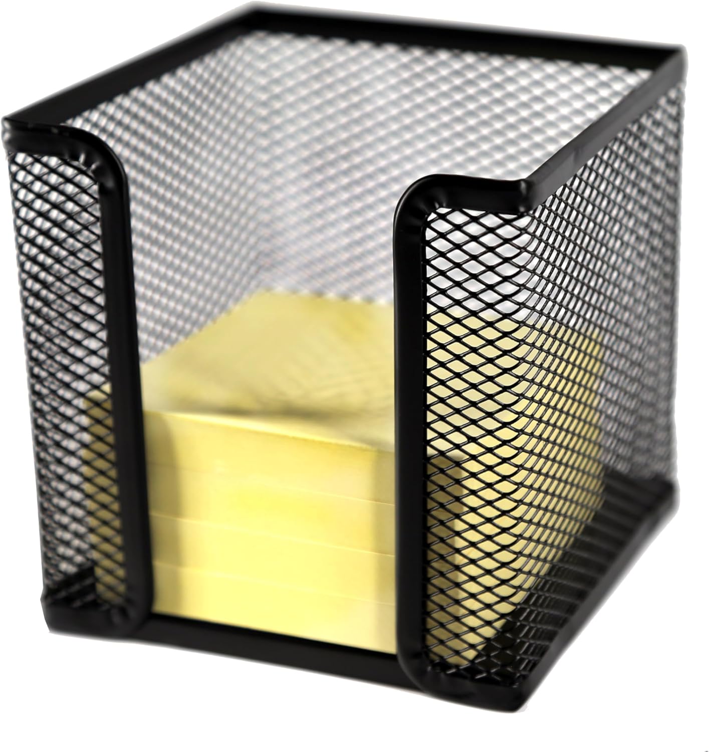 Huron Desktop Desk Sticky Note Pad Memo Note Cube Holder Dispenser for Office Home School, Black Metal Mesh (1/4/24/72) (24 pc)
