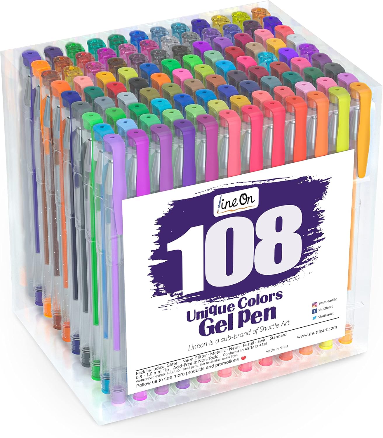 108 Colors Gel Pens Set, Gel Pens for Adult Coloring Books Journals Drawing Doodling Art Markers