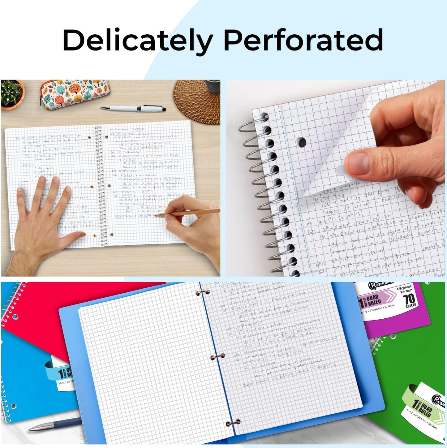 2000 Packs (Pallet) 1 Subject Notebooks, Spiral Notebook Bulk, Quad Ruled, Pallet of Notebooks, 70 Sheets (140 pages), 8 x 10-1/2", Bulk Spiral Notebooks for School & Office, 4-7 Days Transit