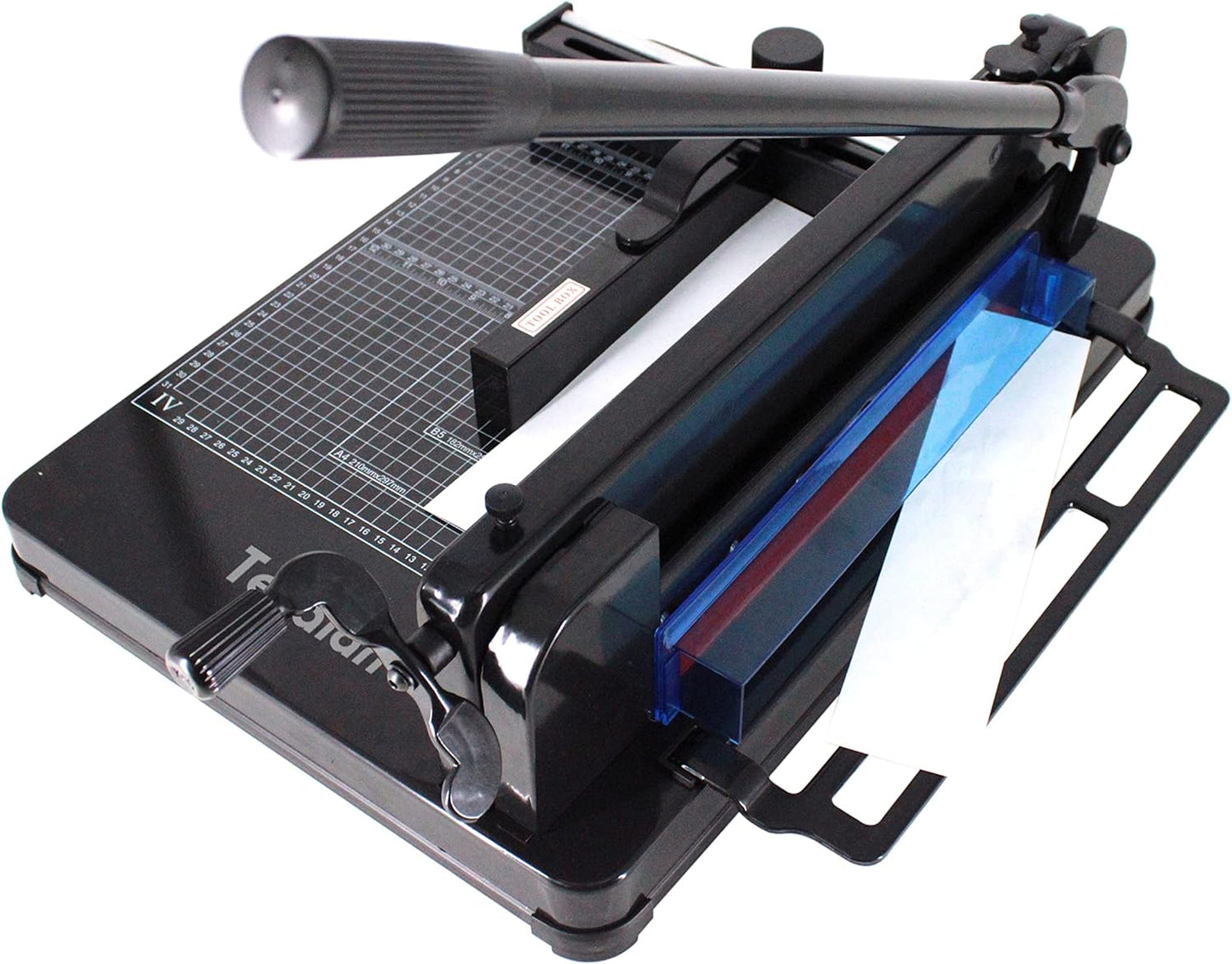 Heavy Duty Guillotine Paper Cutter - 400 Sheets Capacity, A4 12" Stack Paper Trimmer, Steel Base, Black
