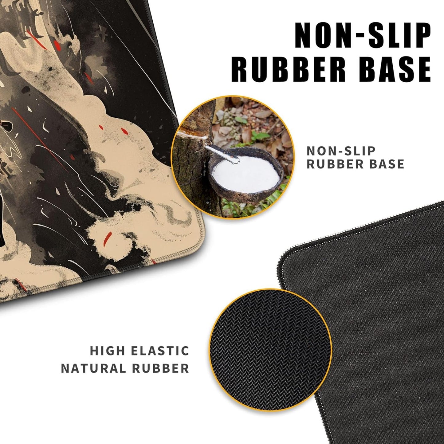 Huge Demon Large Mouse Pad Japanese Ukiyo-e Mousepad Samurai Desk Mat, Big Full Keyboard and Mouse Pad Cool Desk Pad for Keyboard Mouse with Stitched Edges Anti-Slip Funny Desk Pad, 31.5 X 11.8